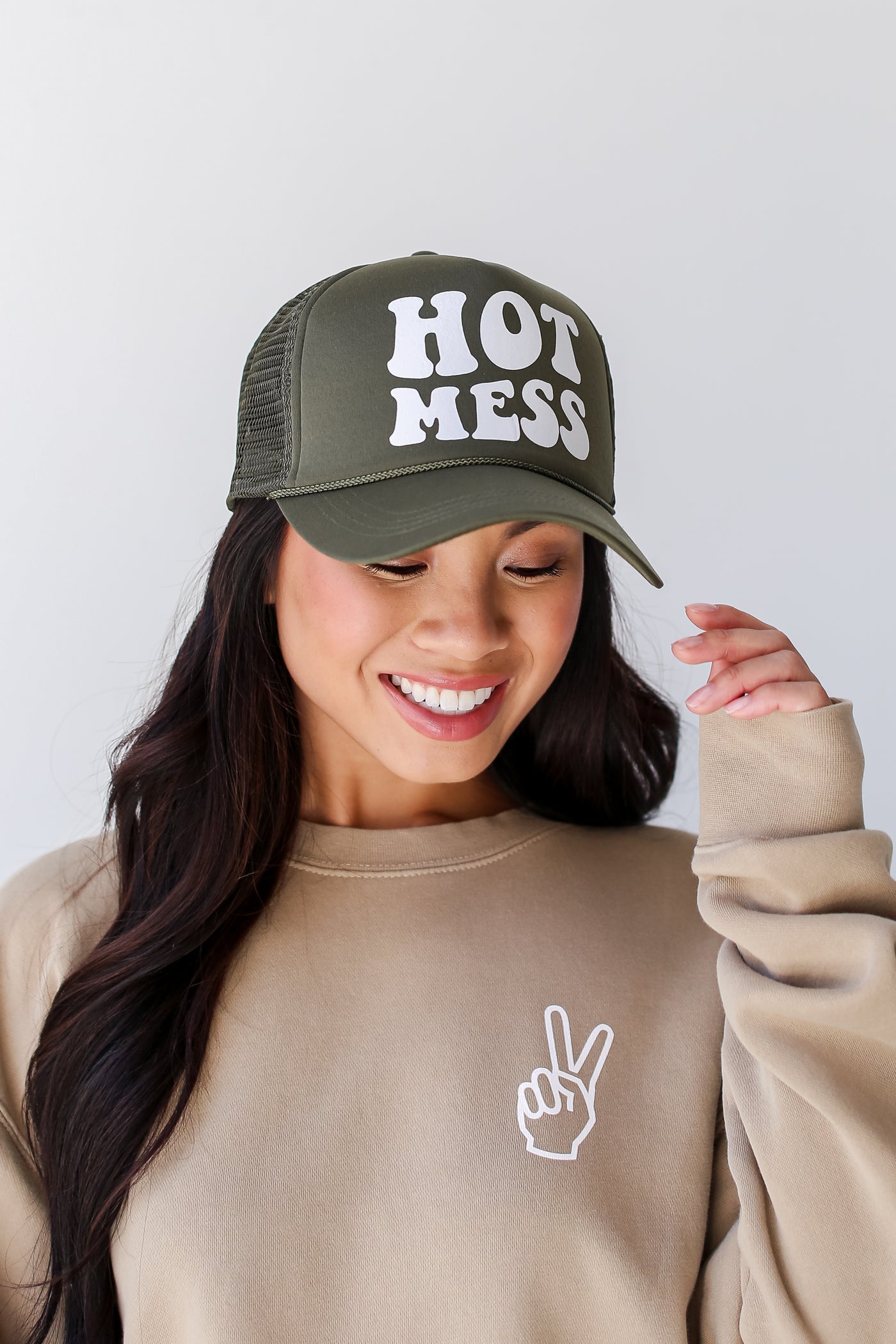 cute Olive Hot Mess Trucker Hat
