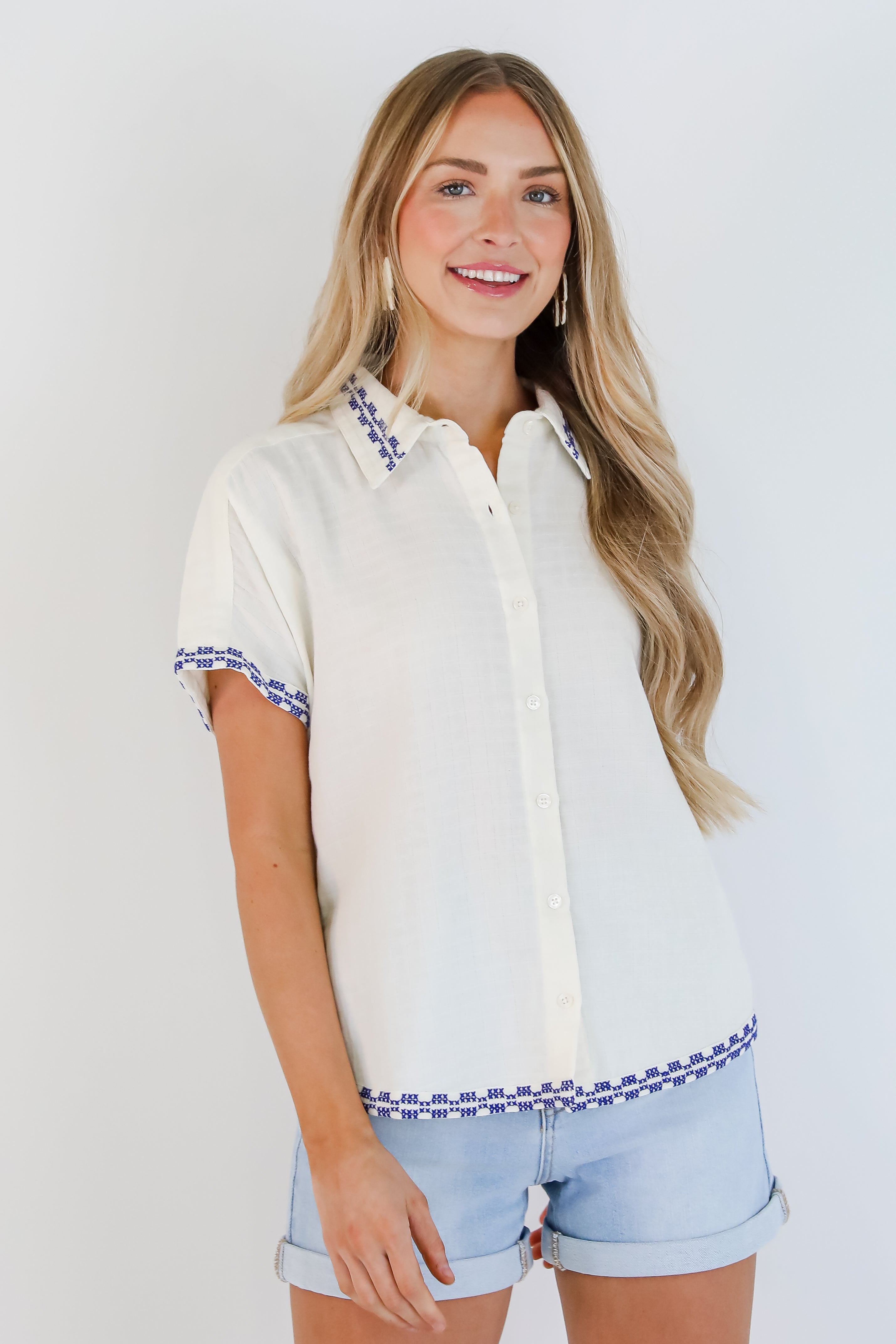 Mykonos Memories Ivory Blouse
