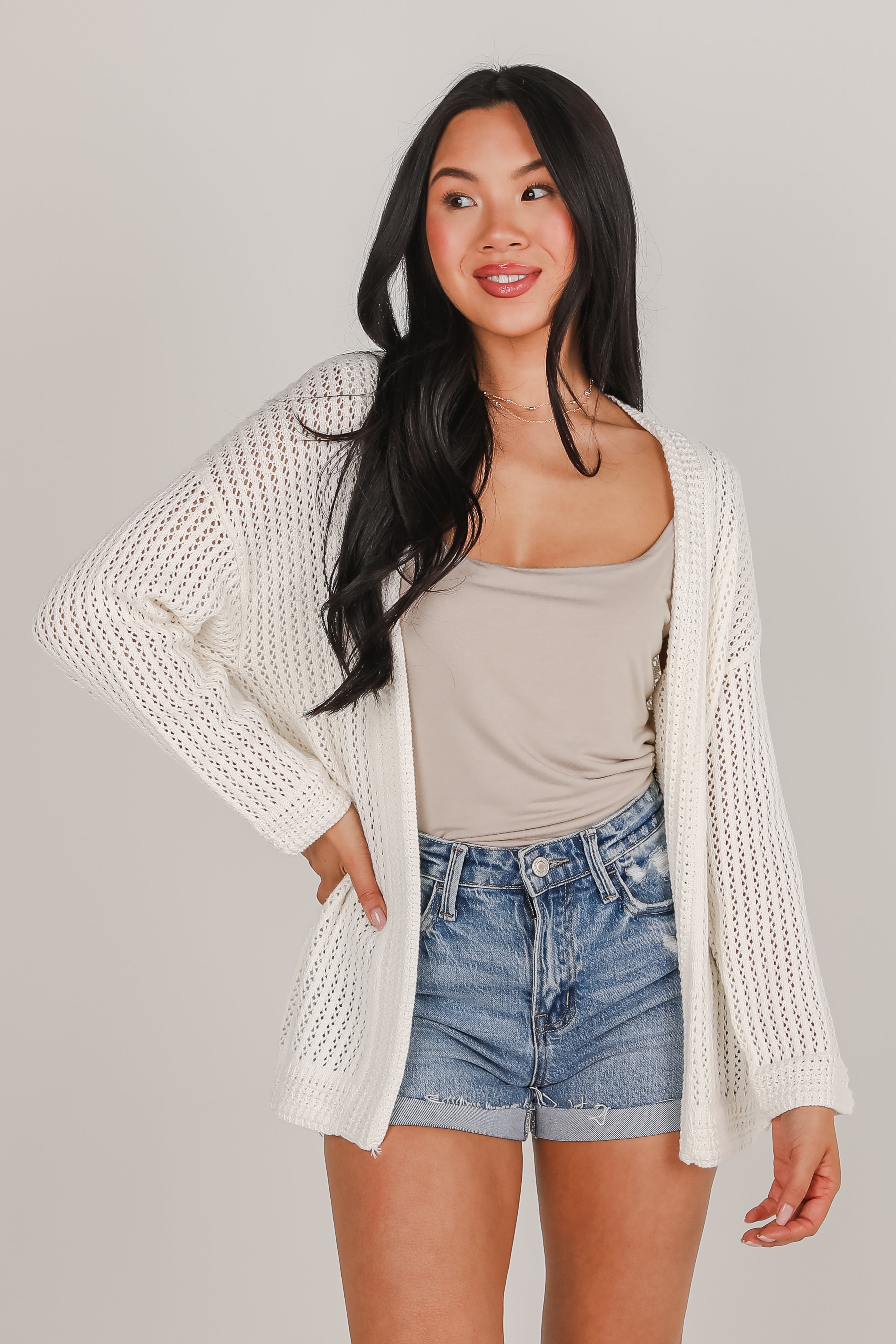 Let You Know Ivory Crochet Cardigan