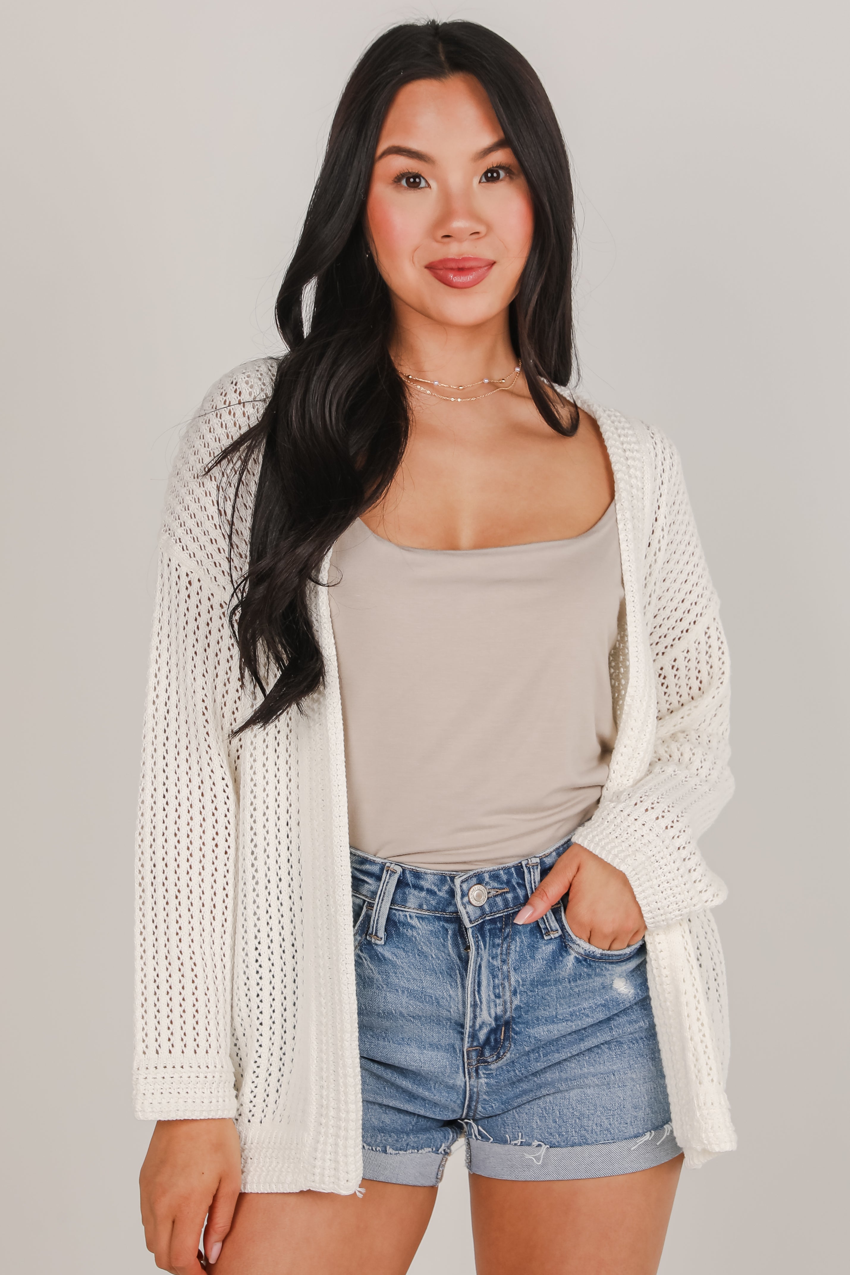 Let You Know Ivory Crochet Cardigan