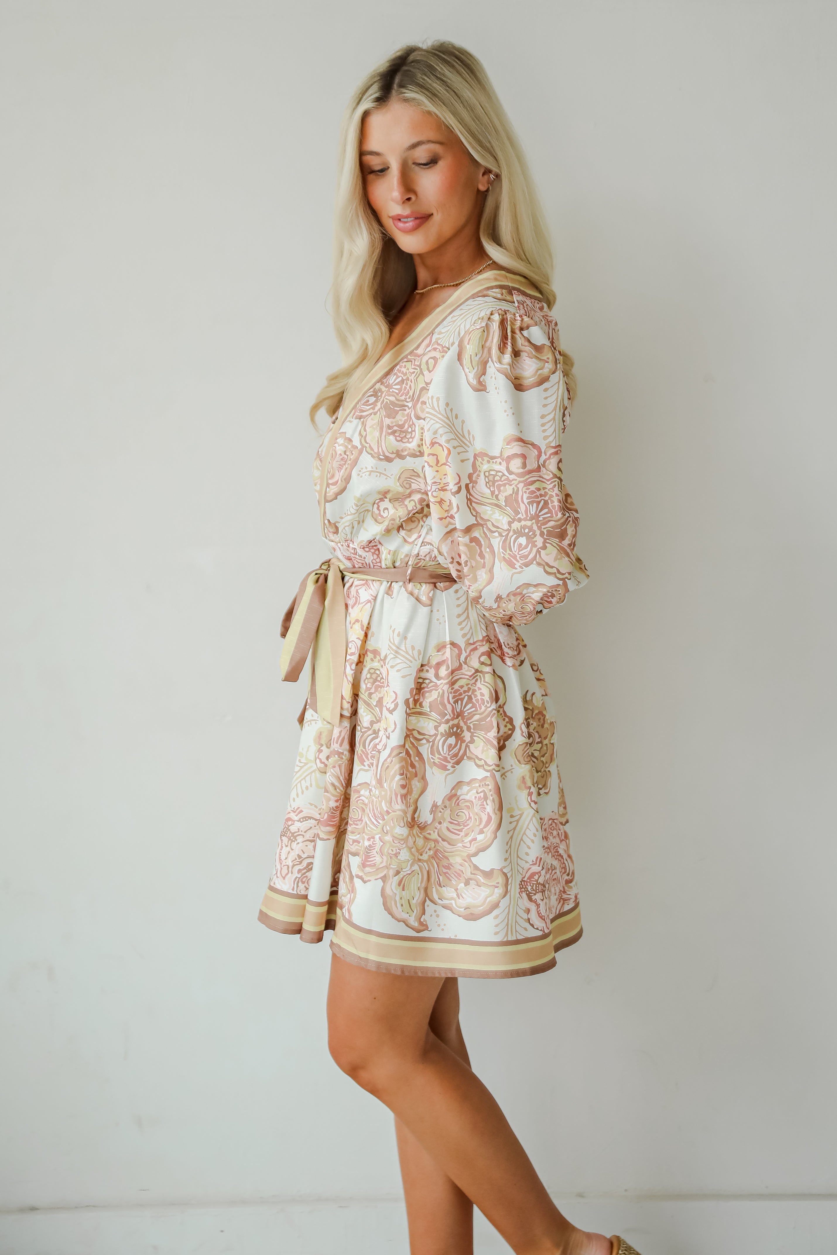 Pure Splendor Ivory Floral Mini Dress