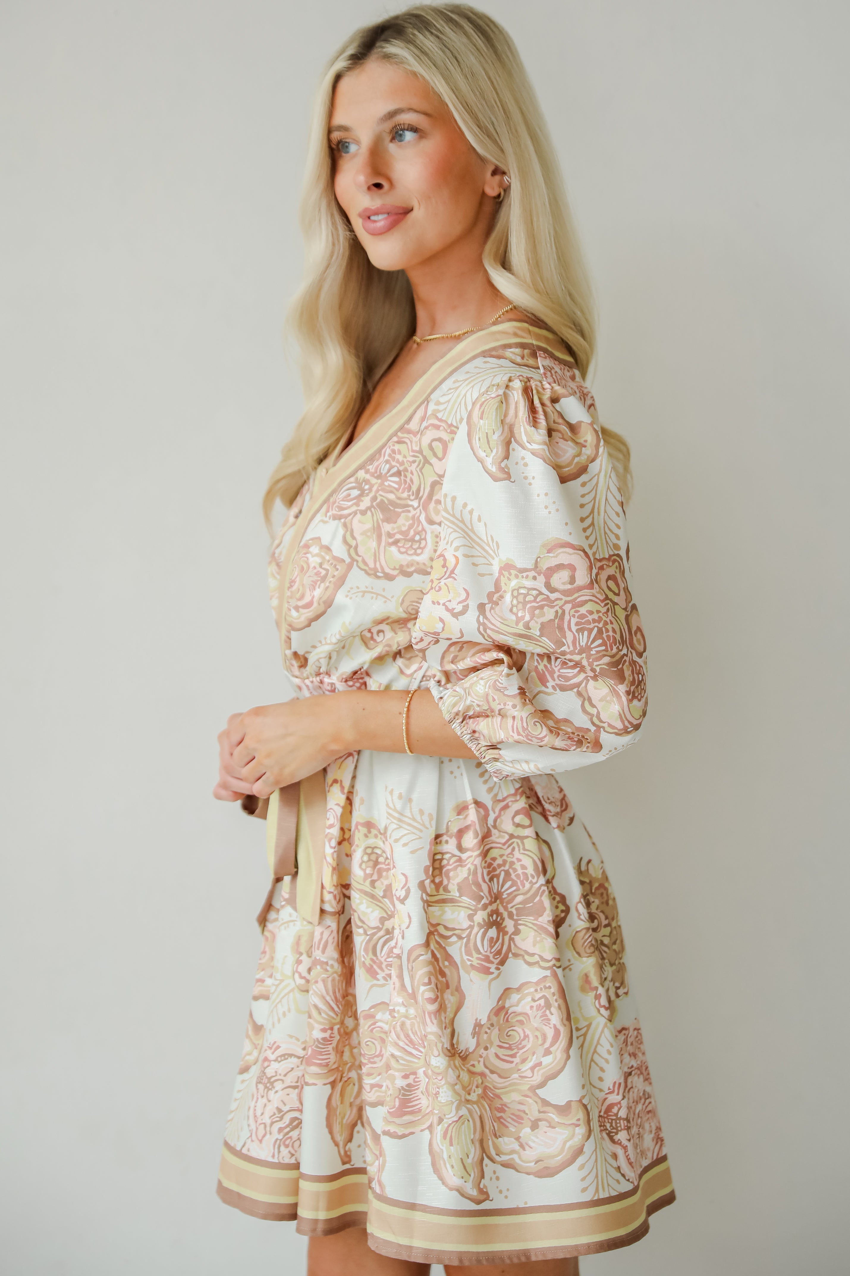 Pure Splendor Ivory Floral Mini Dress