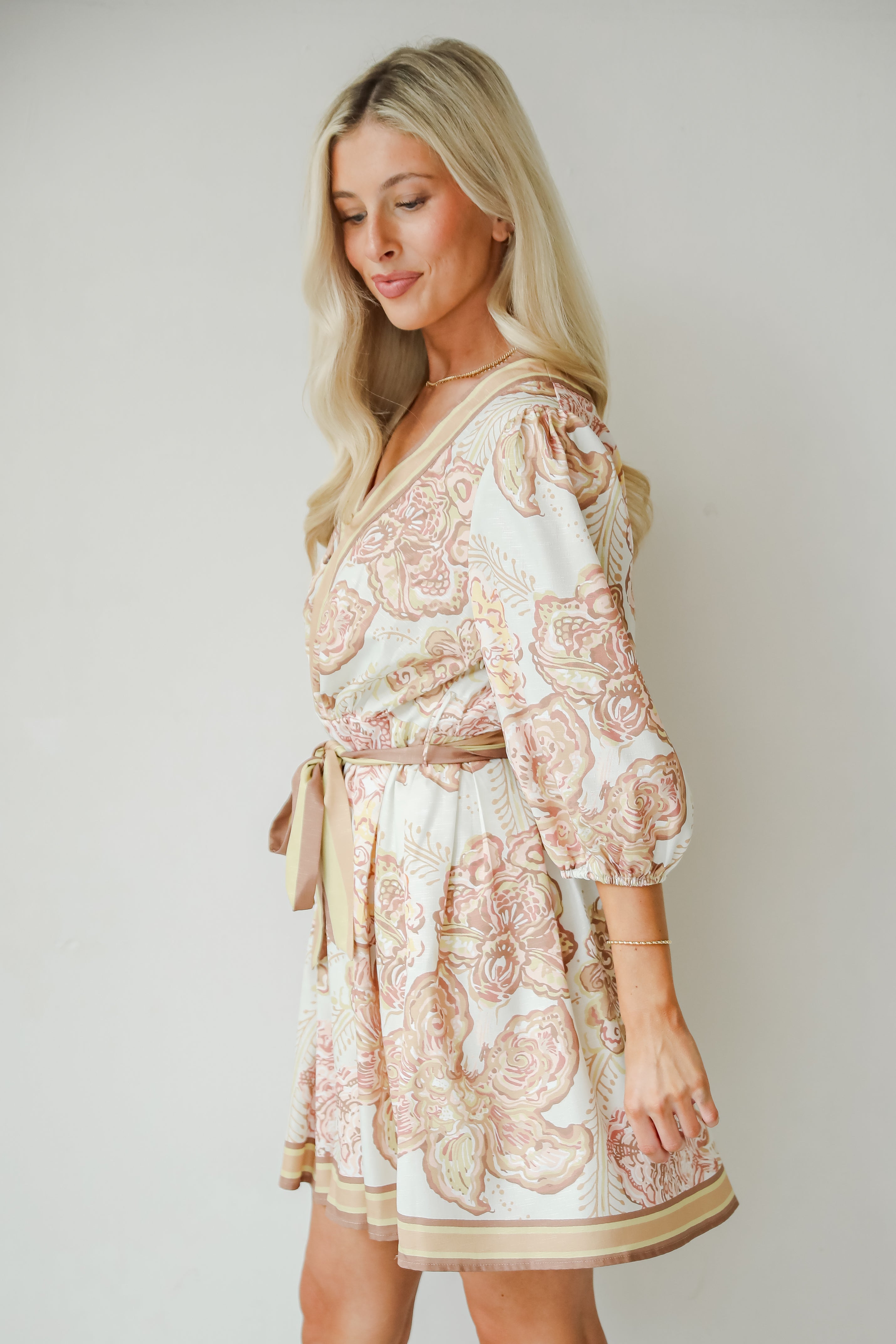 Pure Splendor Ivory Floral Mini Dress
