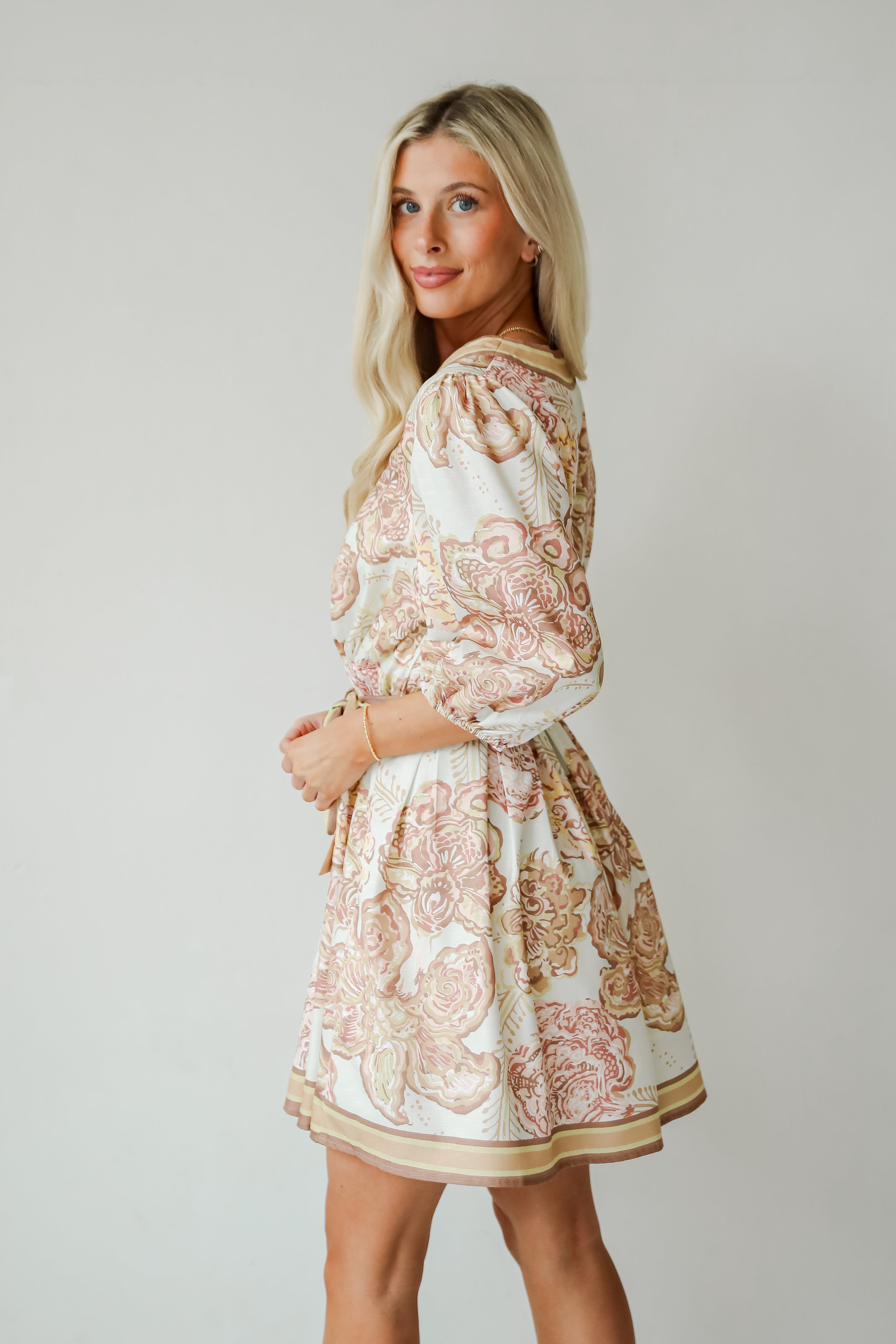 Pure Splendor Ivory Floral Mini Dress