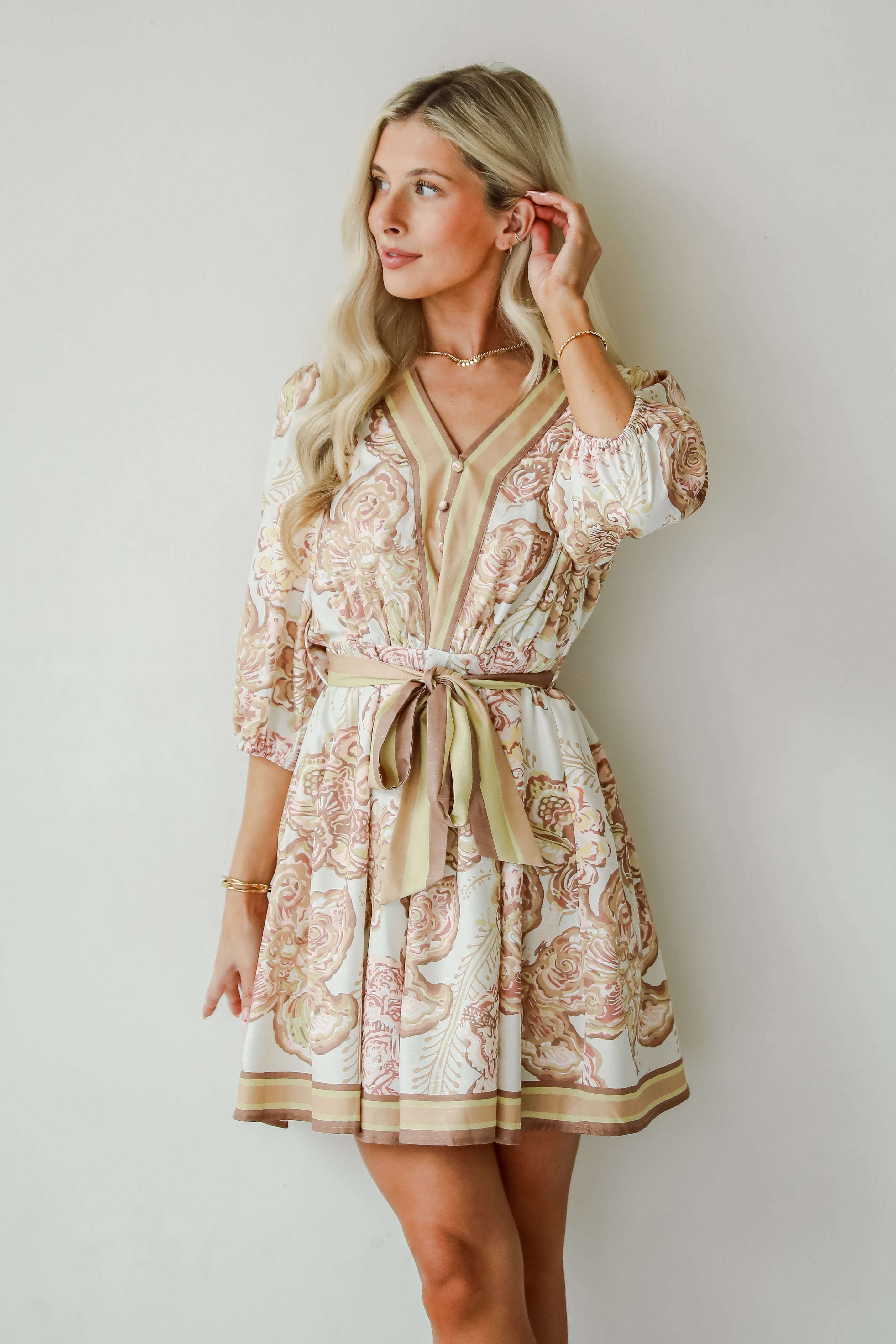 Pure Splendor Ivory Floral Mini Dress