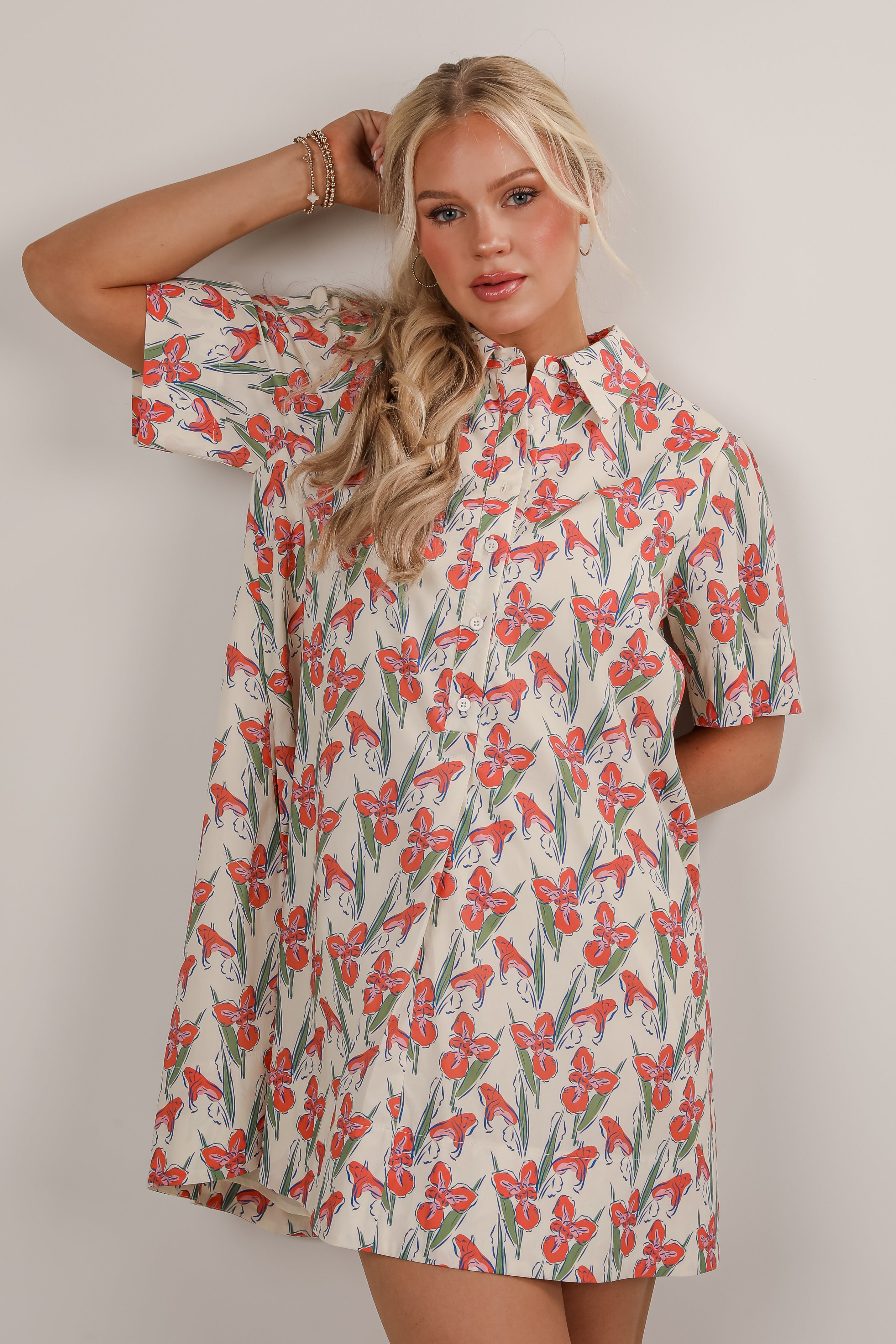 Through The Garden Ivory Floral Mini Dress