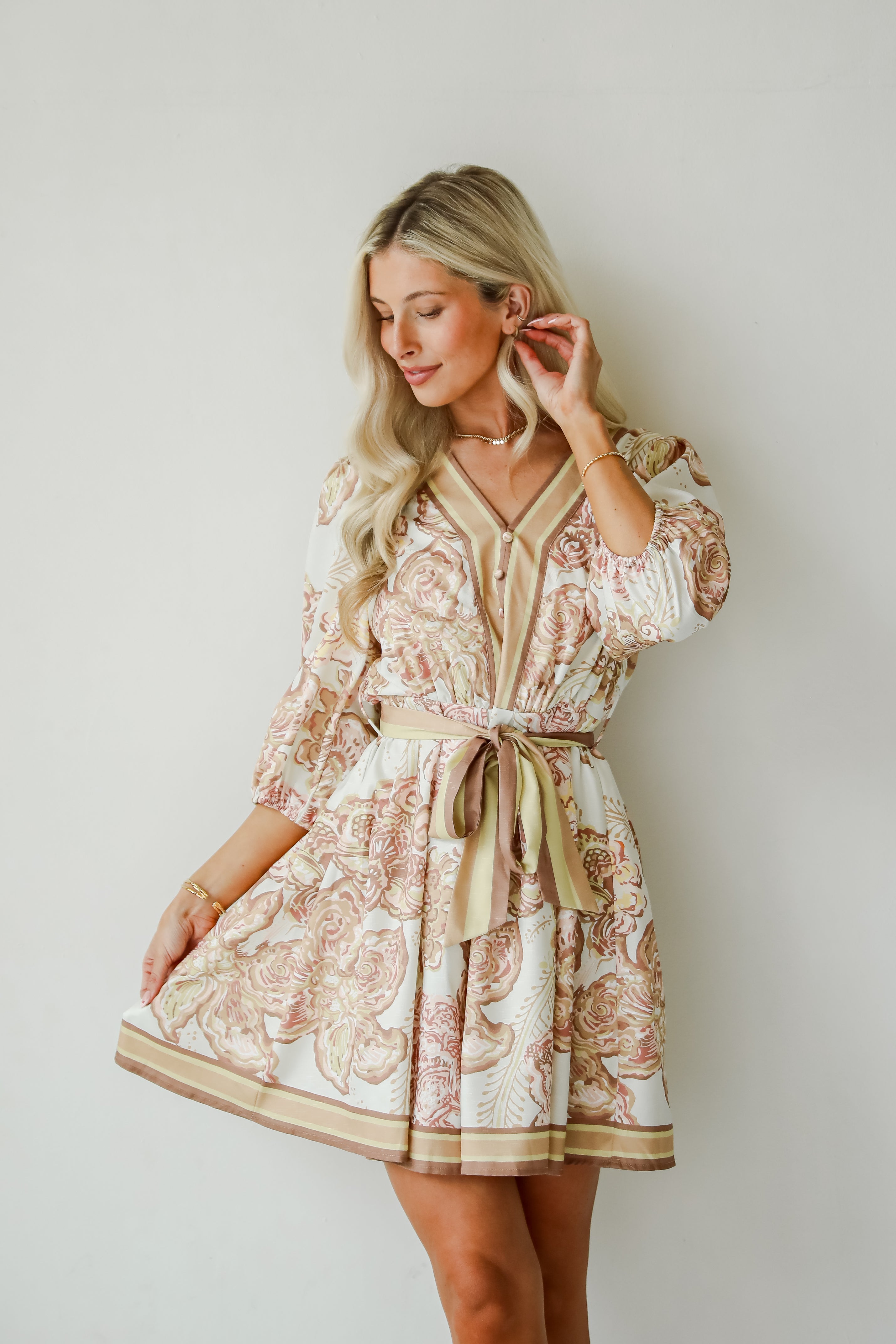 Pure Splendor Ivory Floral Mini Dress