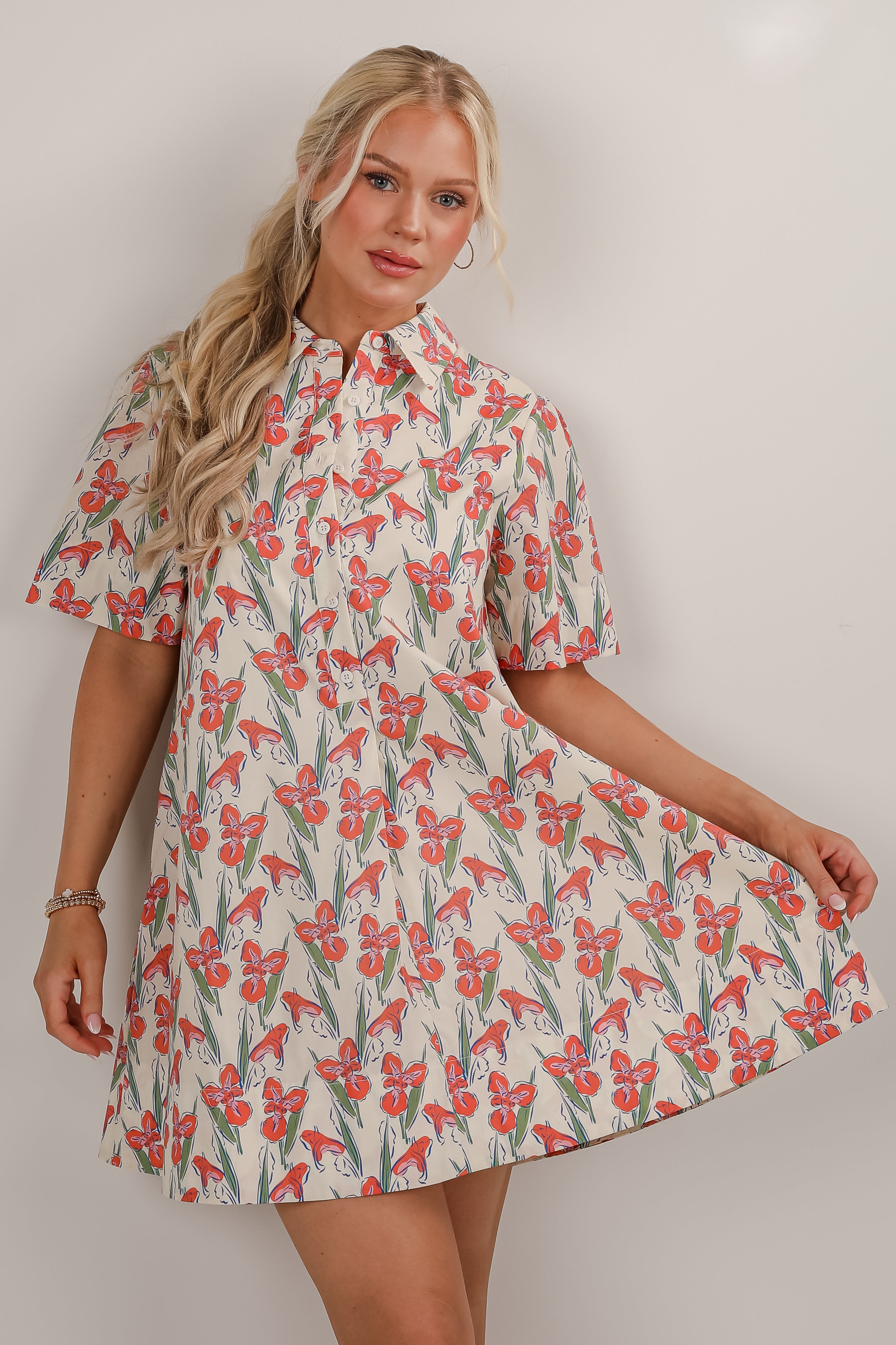 Through The Garden Ivory Floral Mini Dress