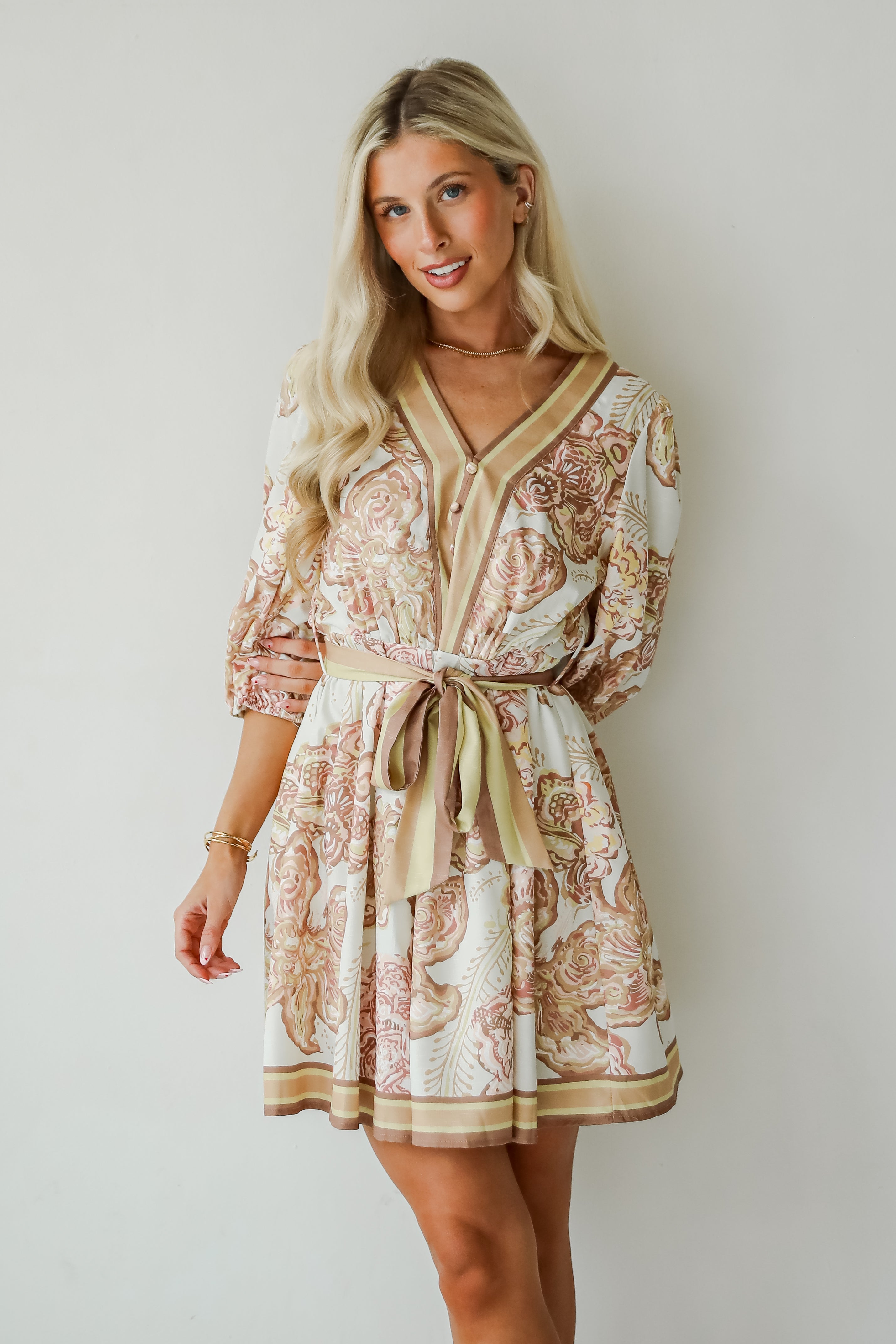 Pure Splendor Ivory Floral Mini Dress