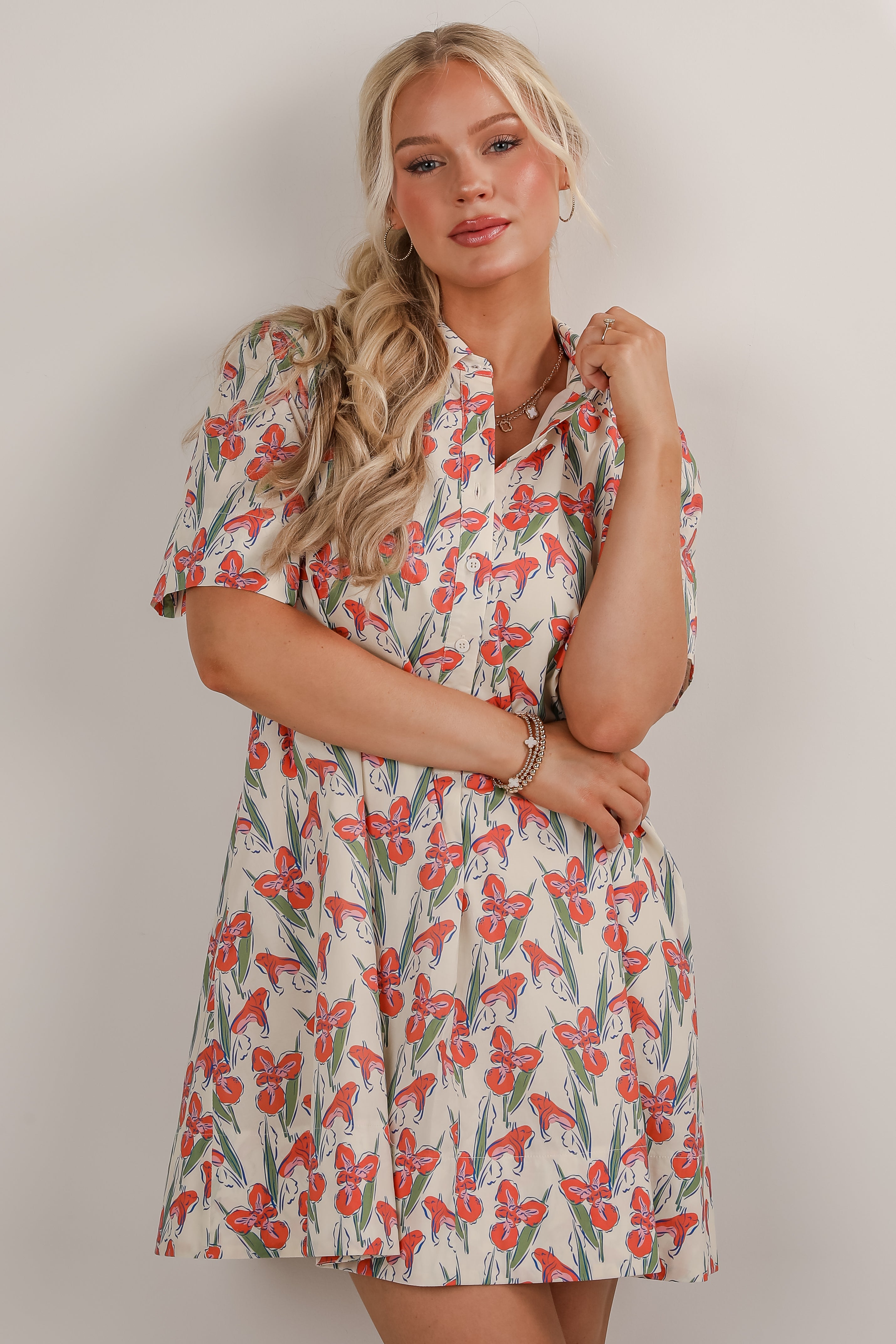 Through The Garden Ivory Floral Mini Dress