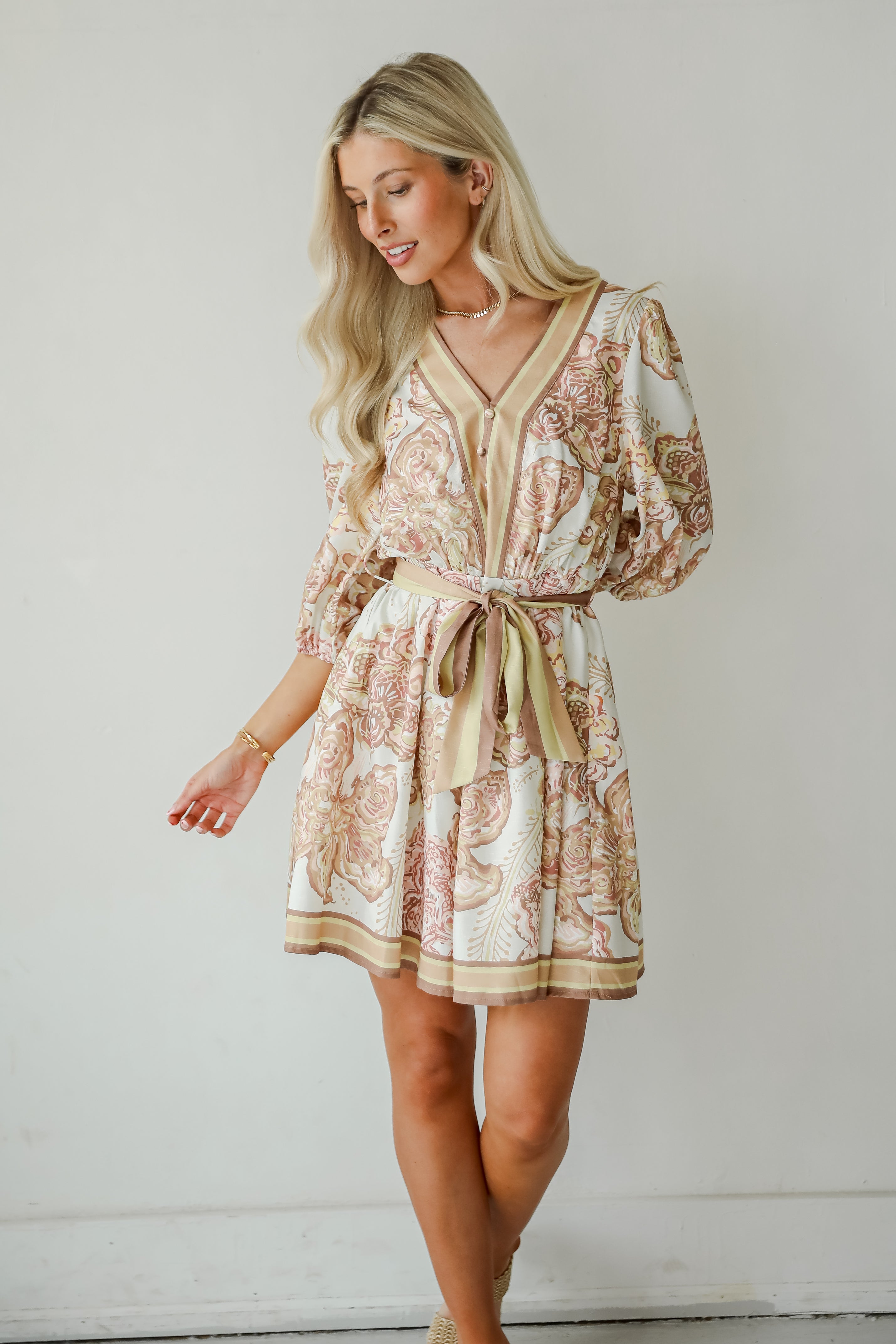 Pure Splendor Ivory Floral Mini Dress