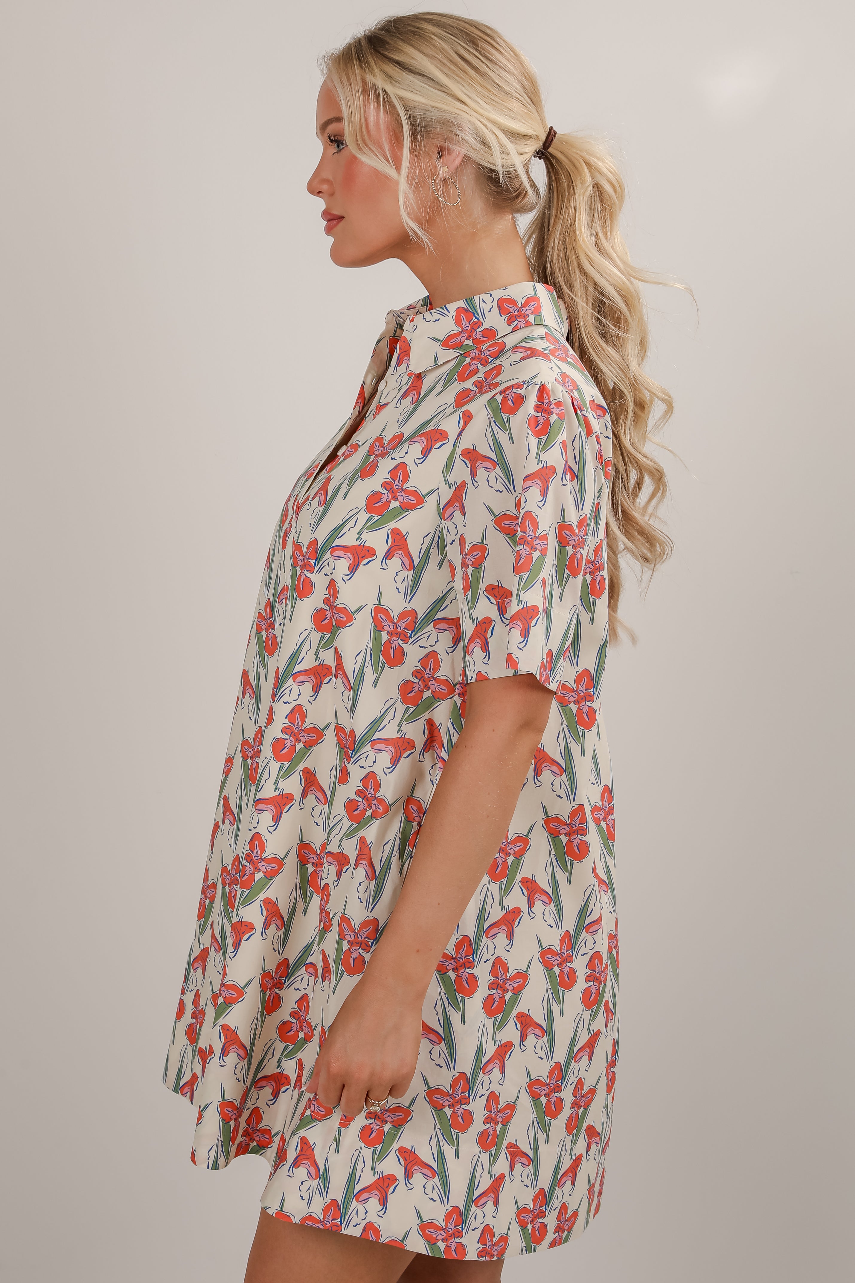 Through The Garden Ivory Floral Mini Dress