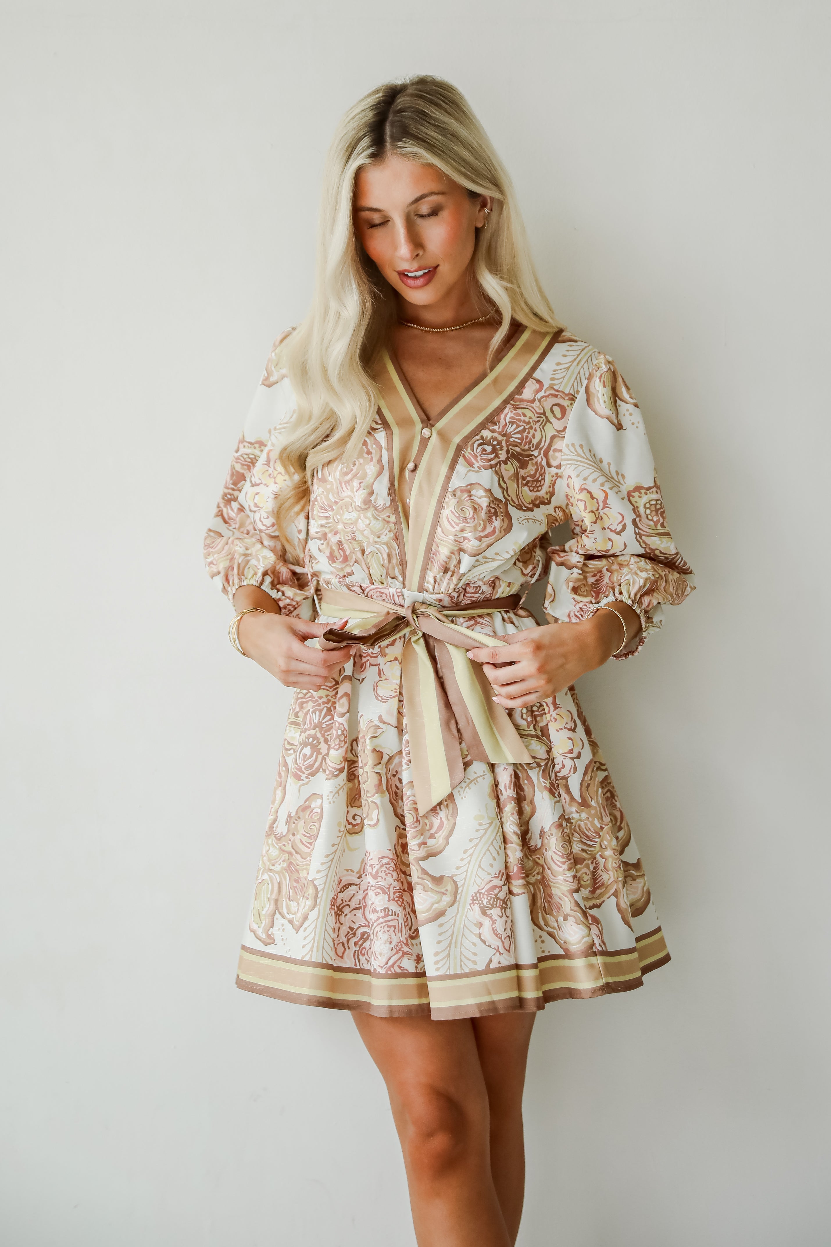 Pure Splendor Ivory Floral Mini Dress