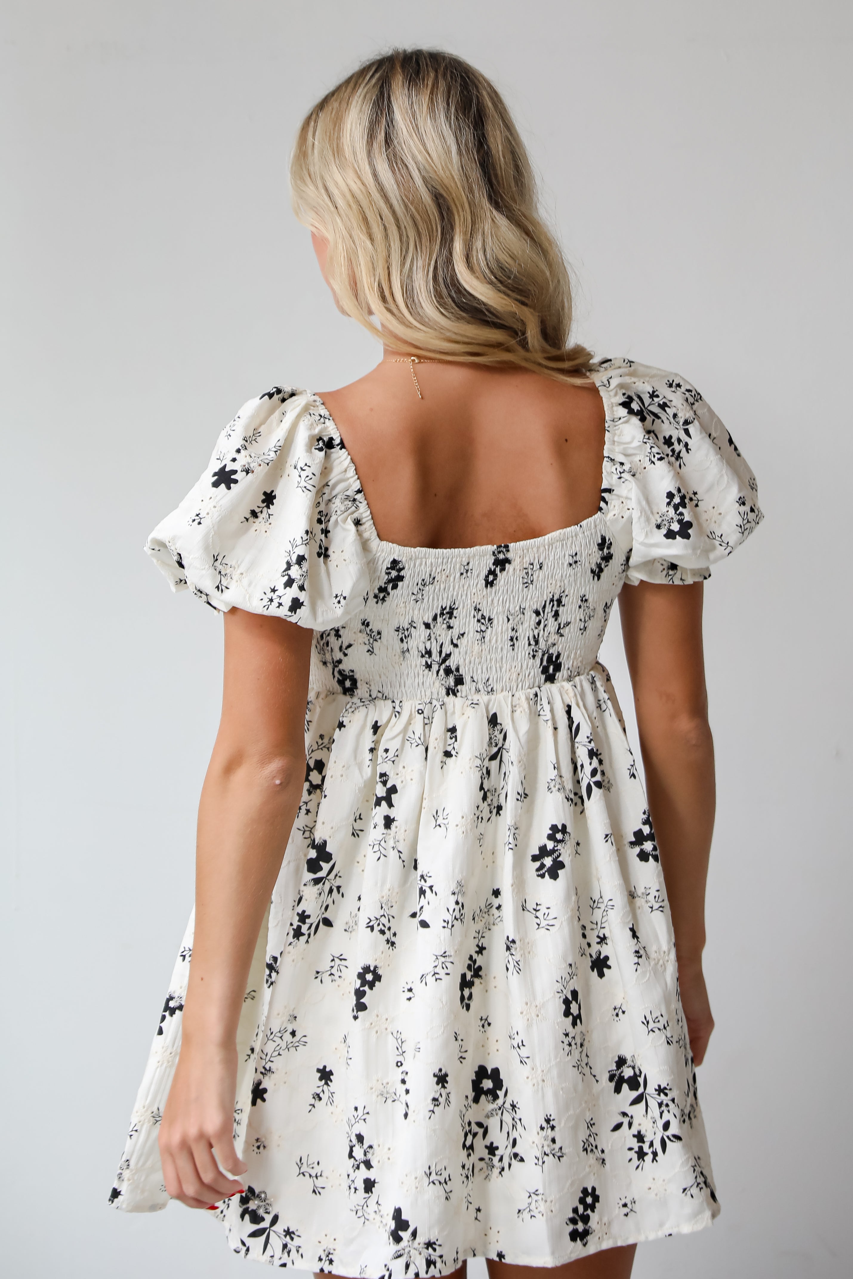 VIP Treatment Ivory Floral Babydoll Mini Dress