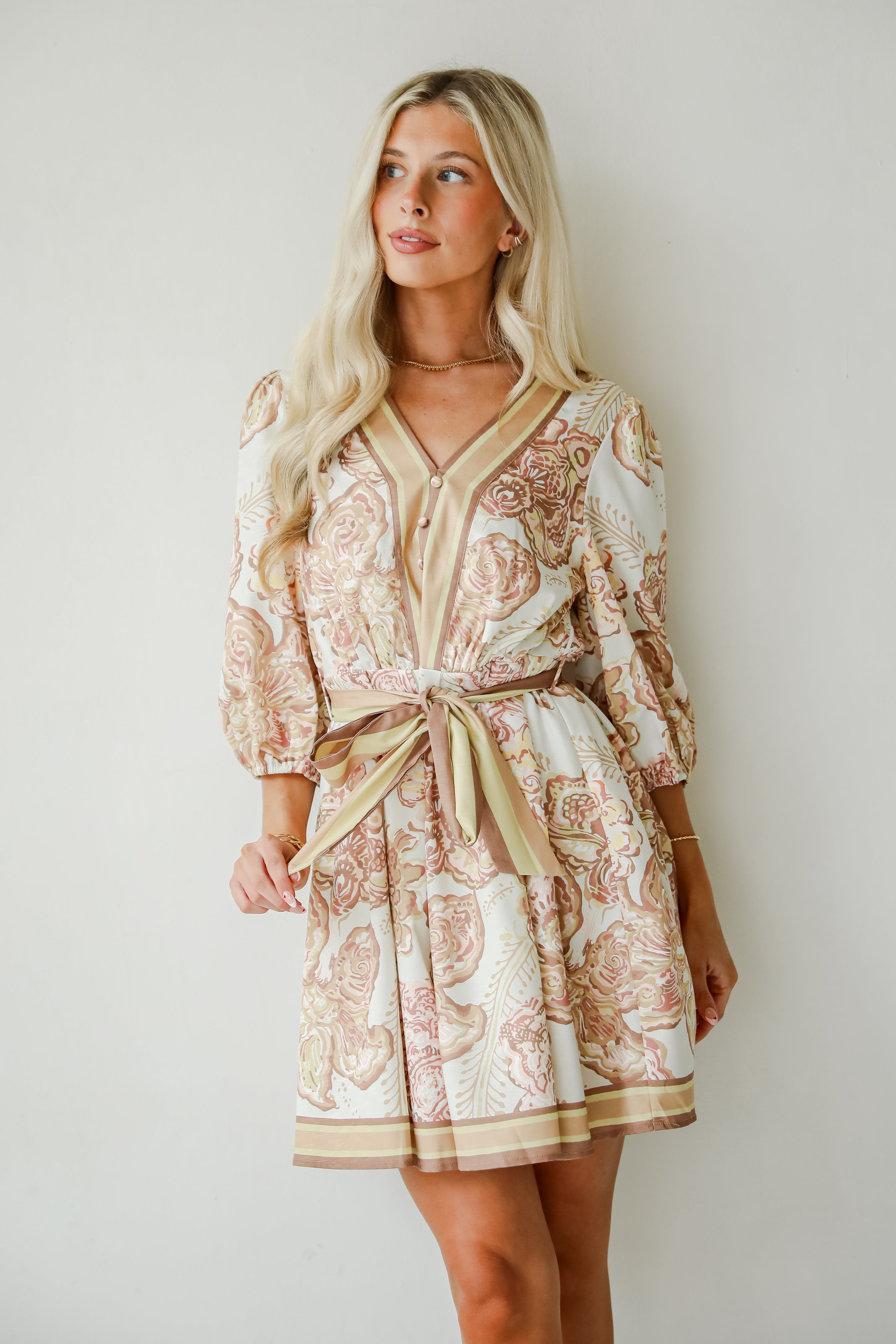 Pure Splendor Ivory Floral Mini Dress