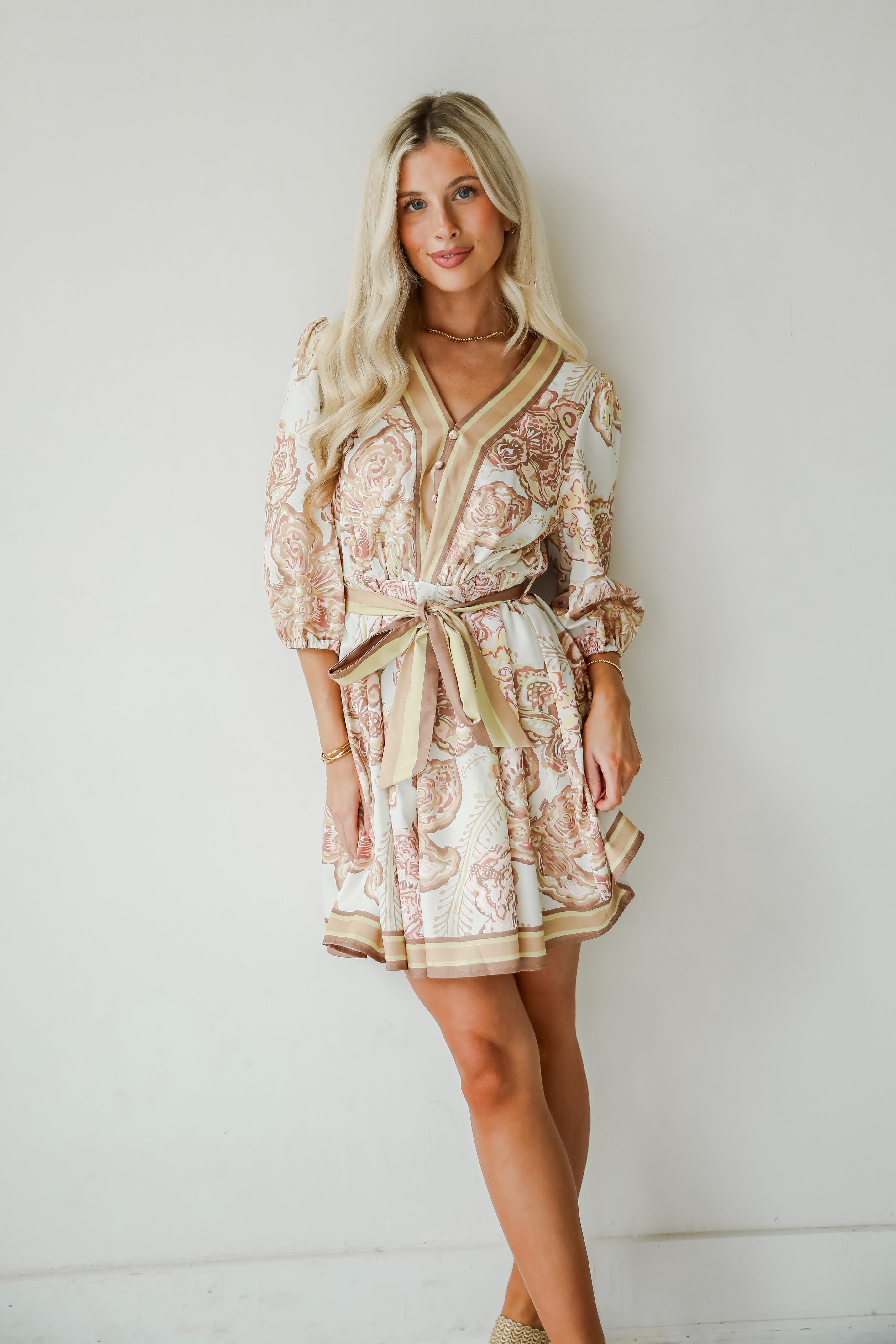Pure Splendor Ivory Floral Mini Dress