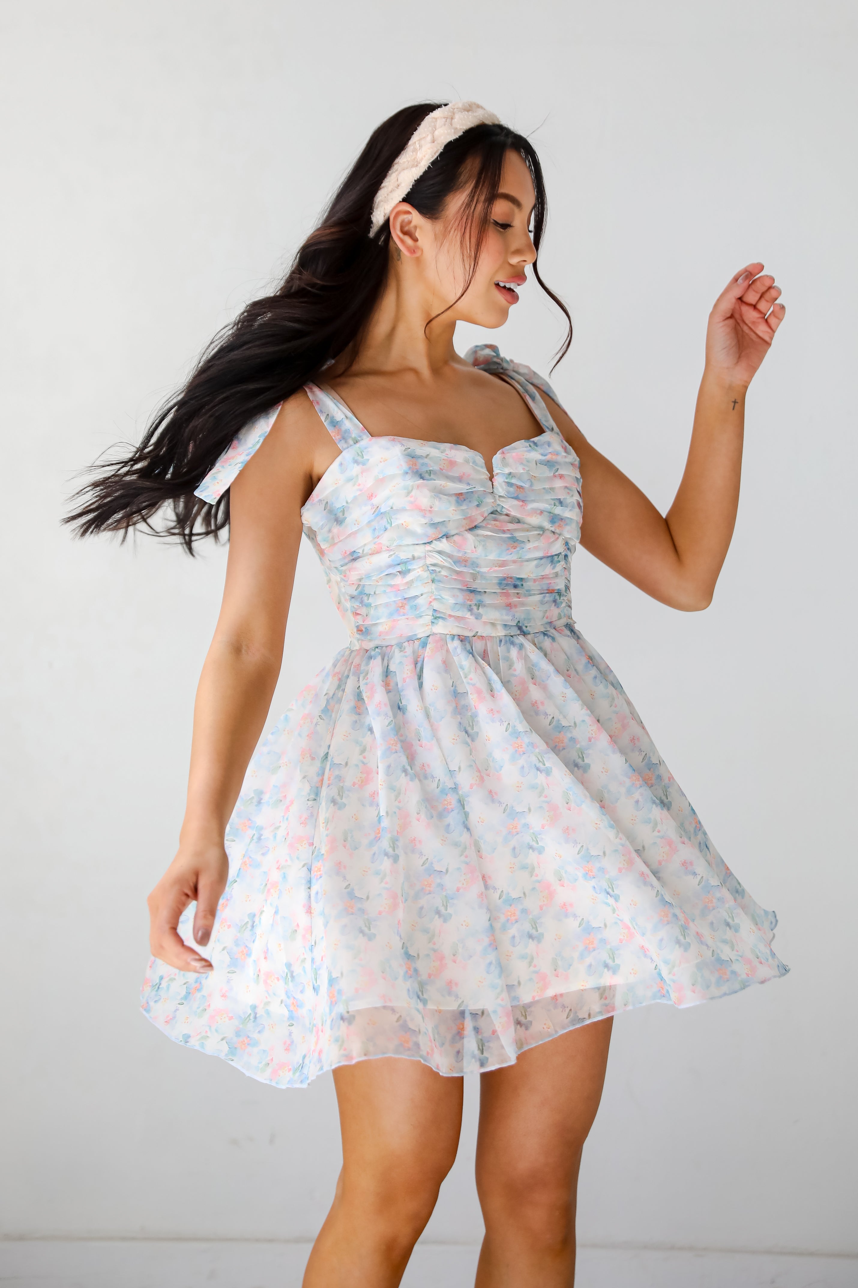 Darling Composure Ivory Floral Mini Dress