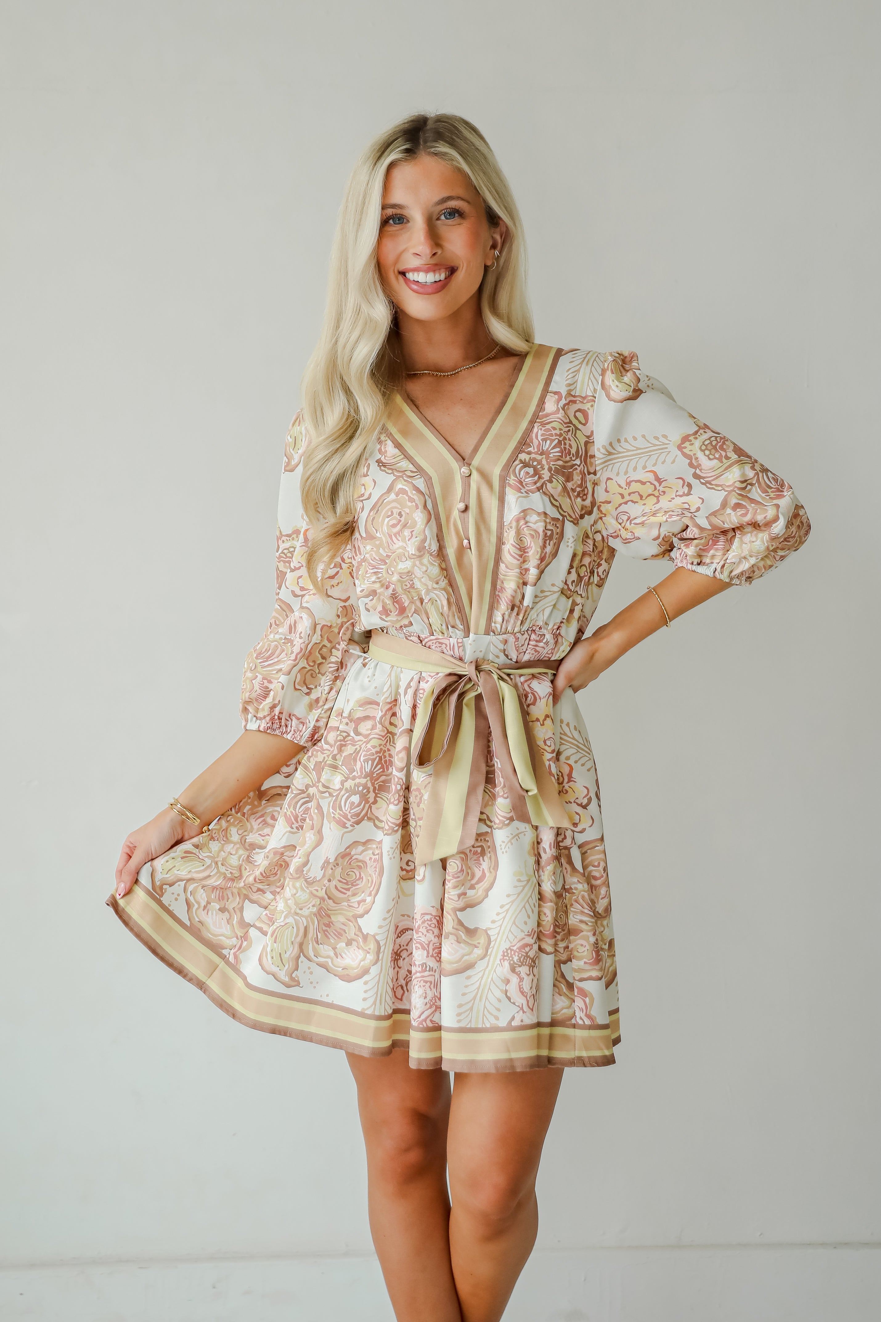 Pure Splendor Ivory Floral Mini Dress
