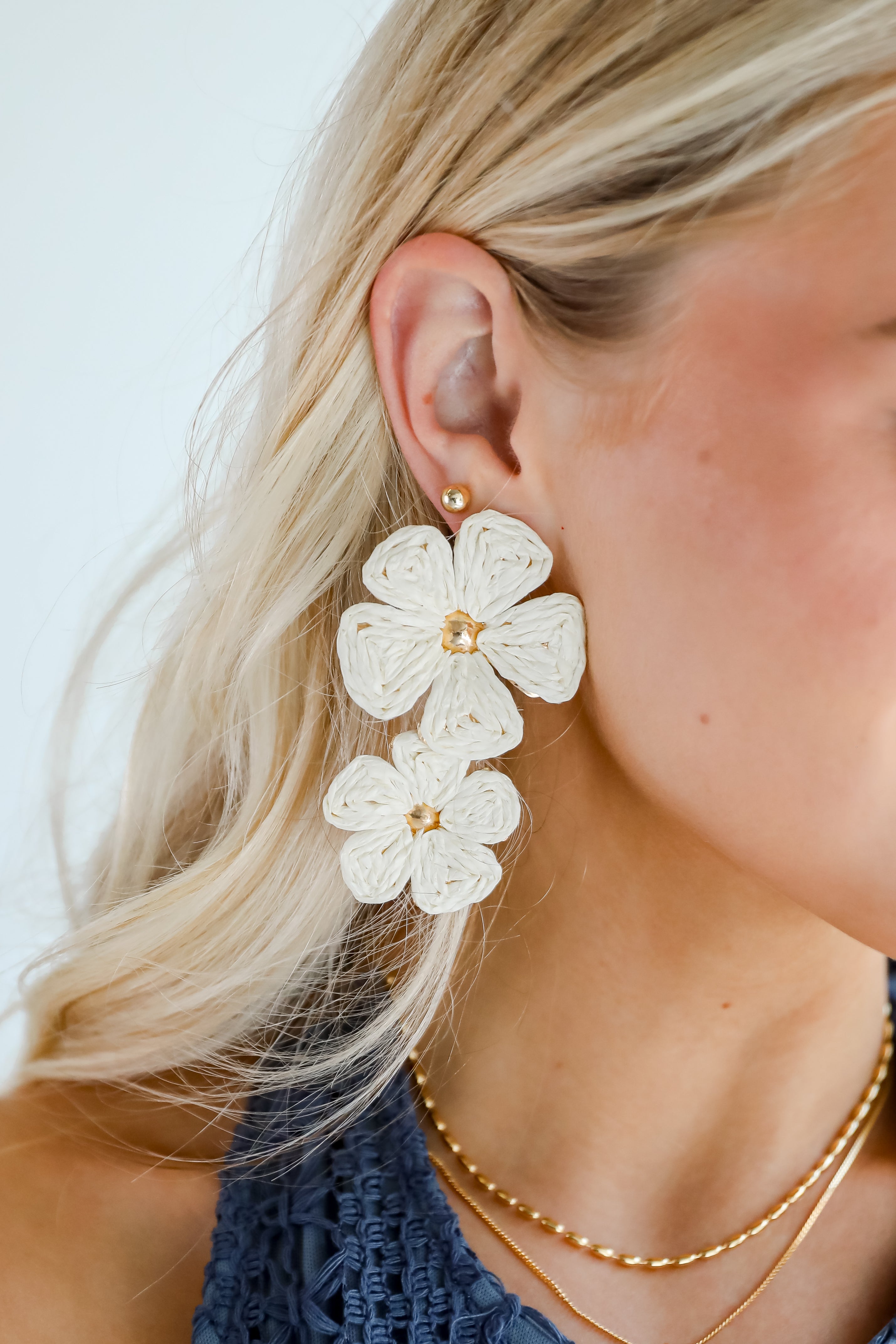 Gracie Straw Flower Drop Earrings