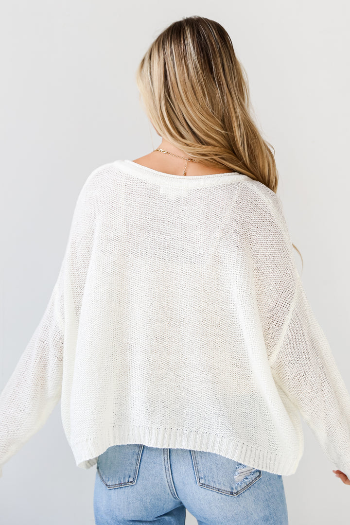 casual Ivory Lightweight Knit Sweater