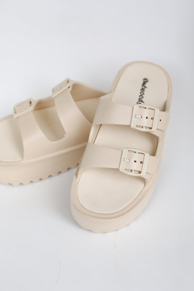 Nude Platform Double Strap Sandals for women