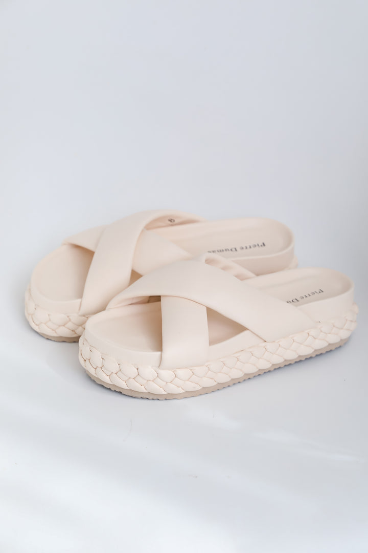 comfy Nude Platform Slide Sandals