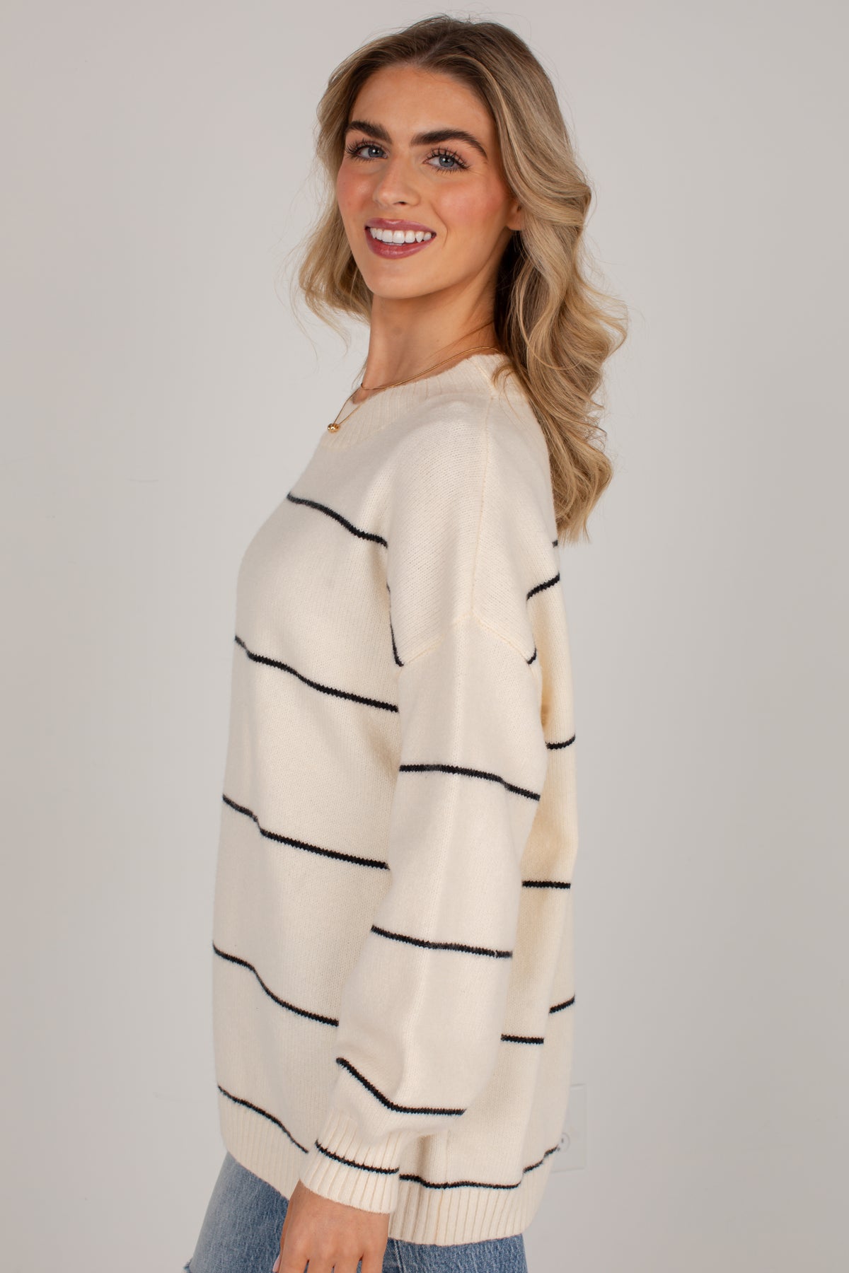 Classic Contrast Ivory Stripe Sweater