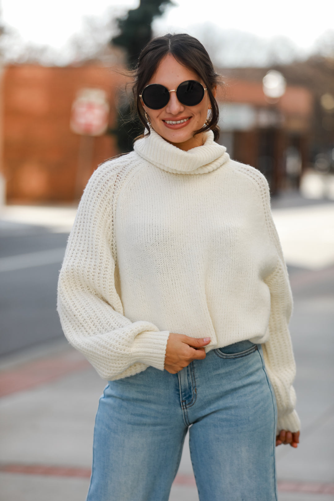 Ivory Turtleneck Oversized Sweater