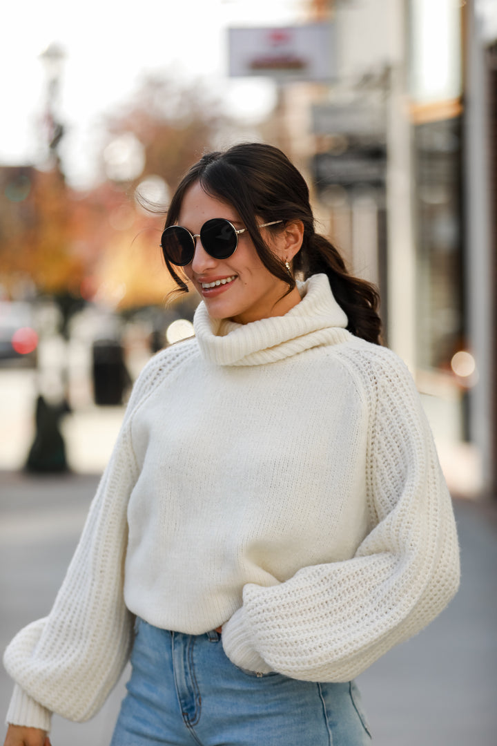 cozy Ivory Turtleneck Oversized Sweater