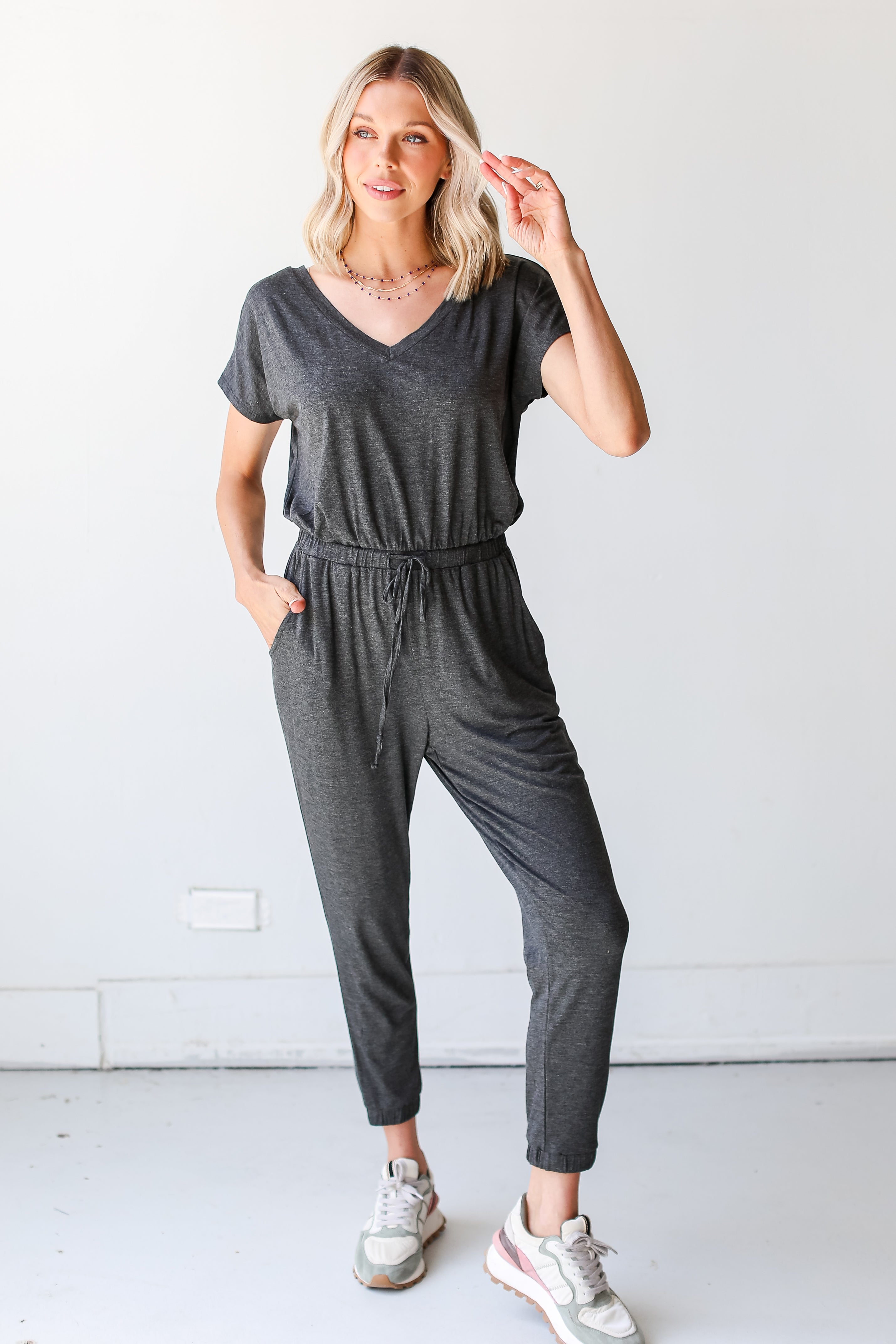 charcoal Jumpsuit front view