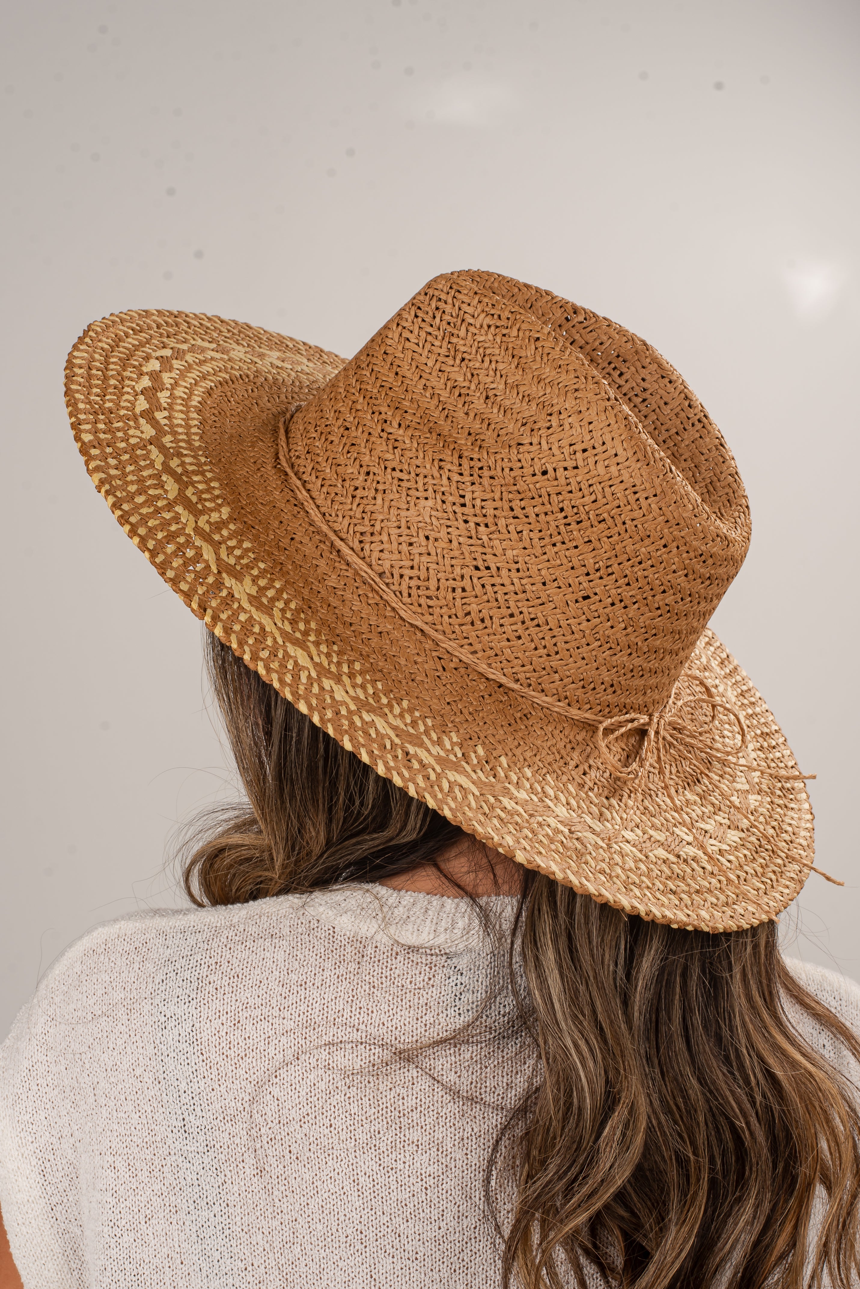 Heading Seaside Khaki Straw Fedora Wide Brim Hat