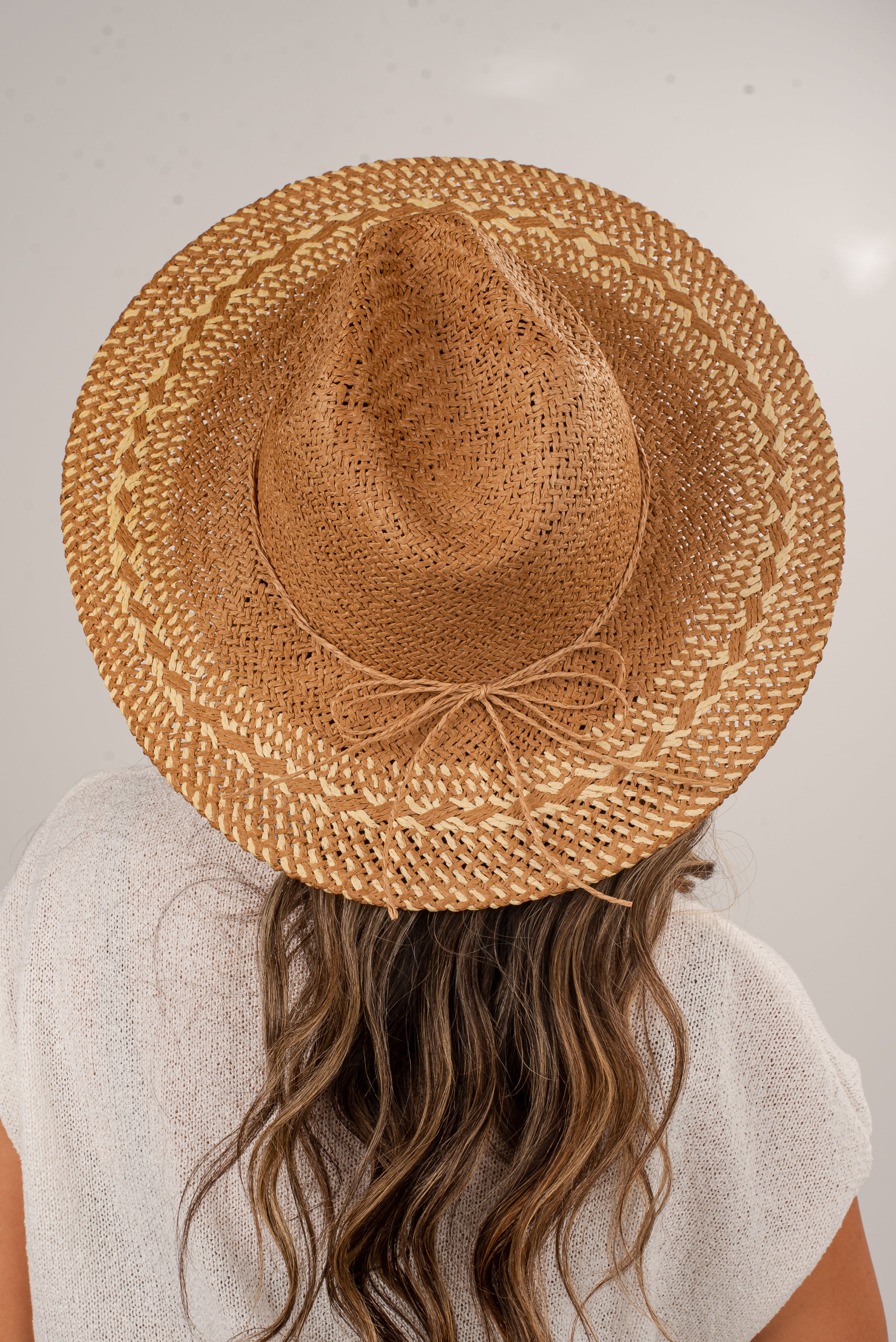 Heading Seaside Khaki Straw Fedora Wide Brim Hat