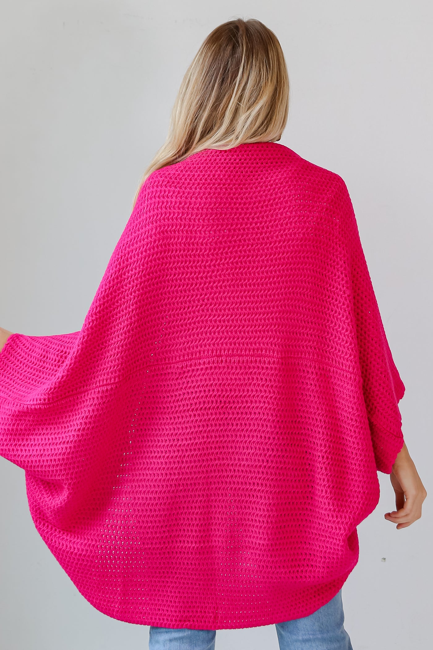 hot pink Cozy Cardigan back view