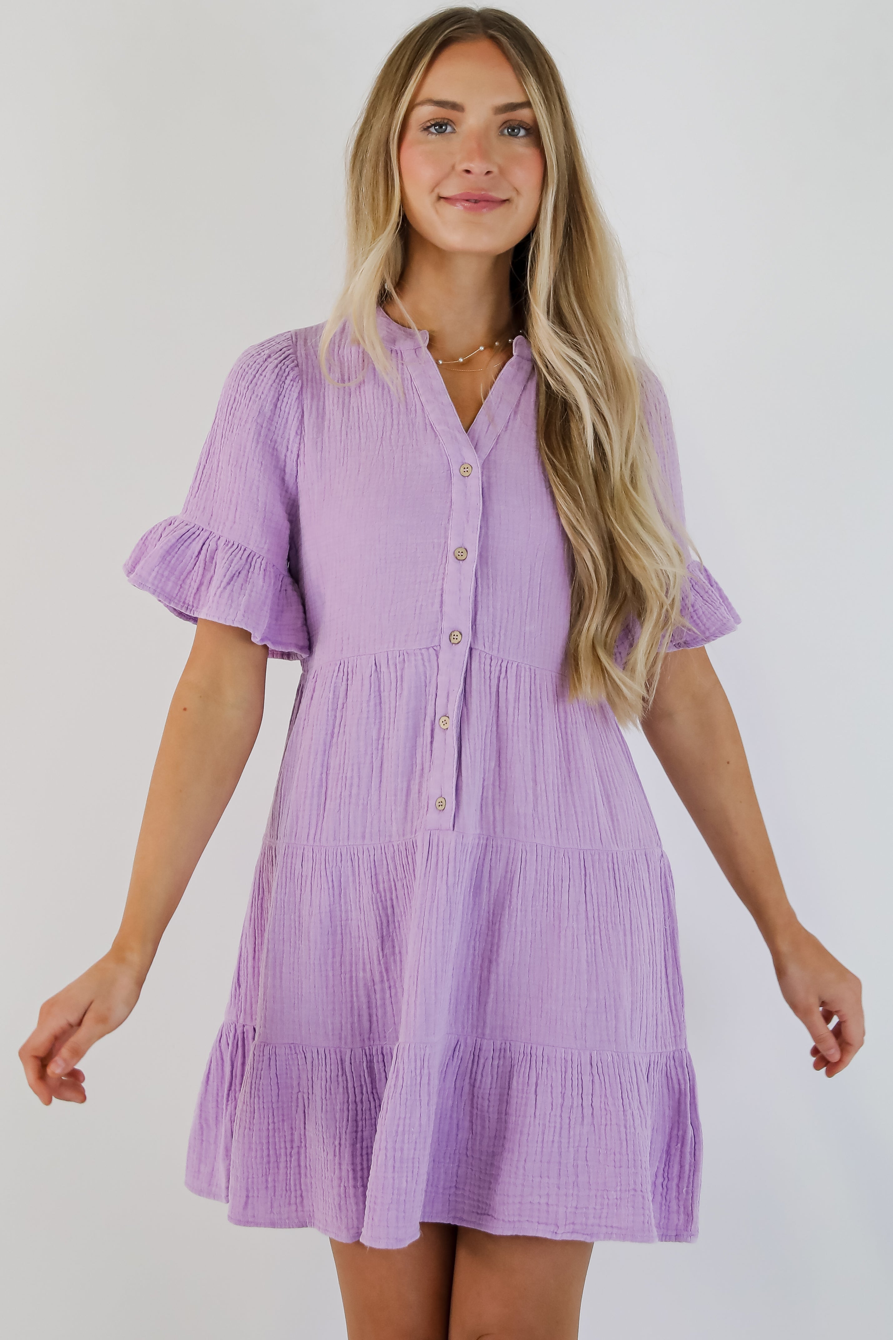 Lovely Thoughts Linen Tiered Mini Dress