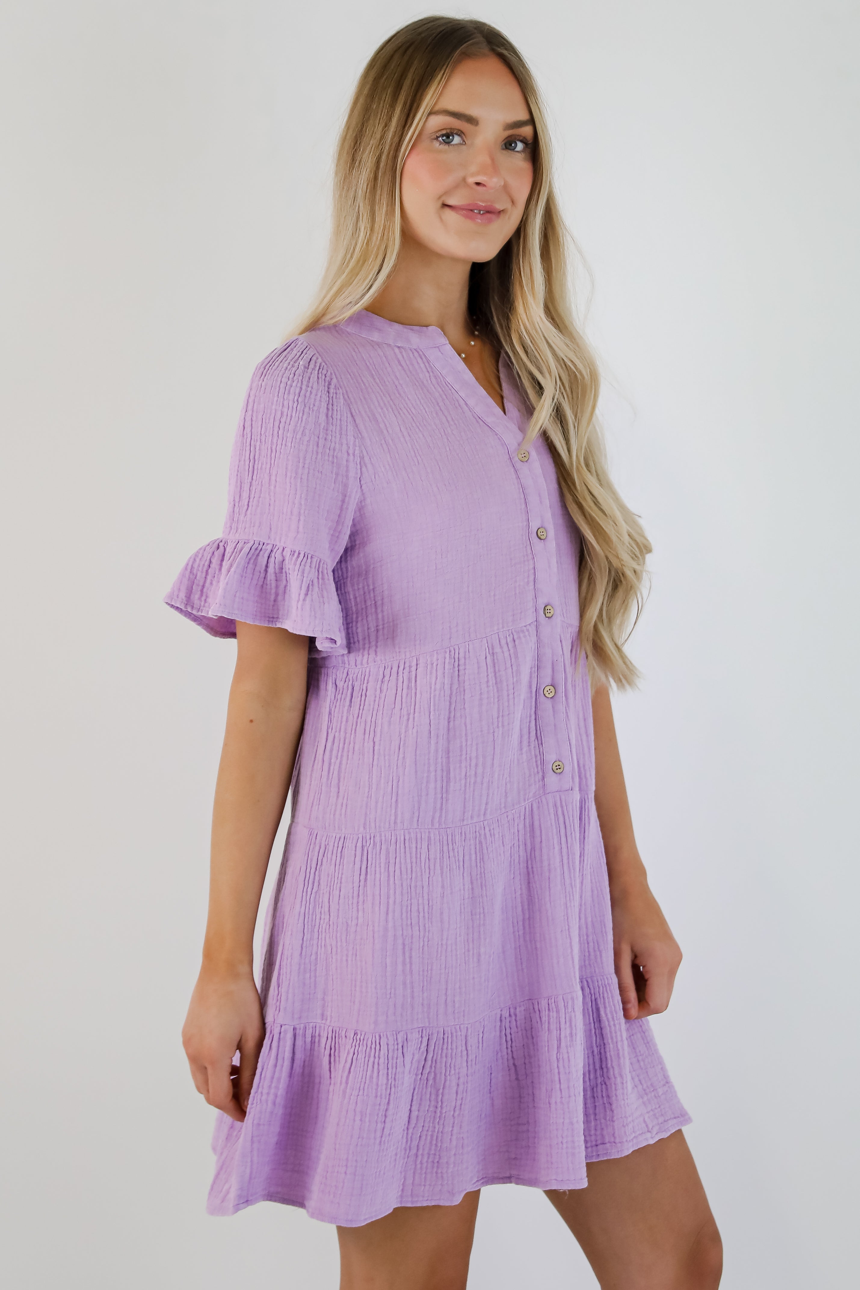 Lovely Thoughts Linen Tiered Mini Dress