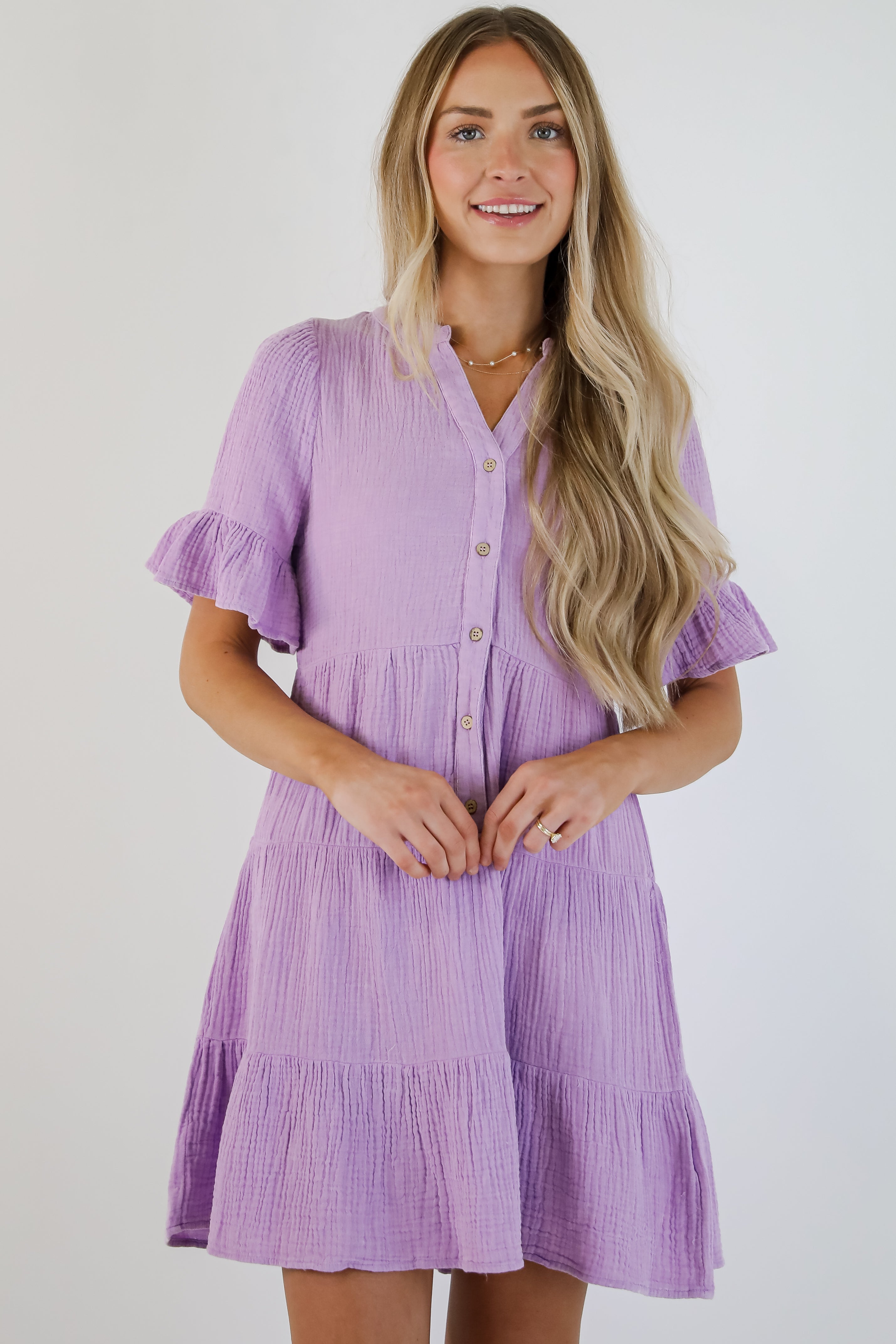 Lovely Thoughts Linen Tiered Mini Dress