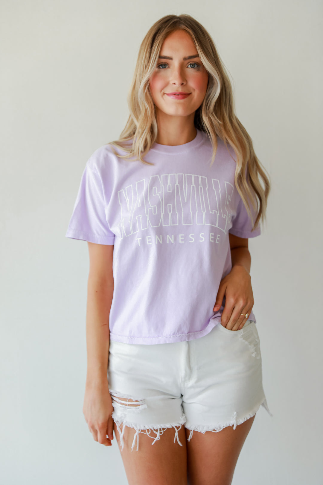 Lavender Nashville Tennessee Cropped Tee front view
