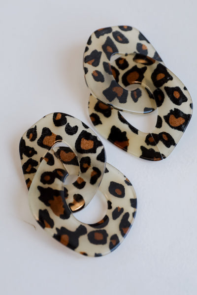 Leopard Acrylic Chainlink Statement Earrings