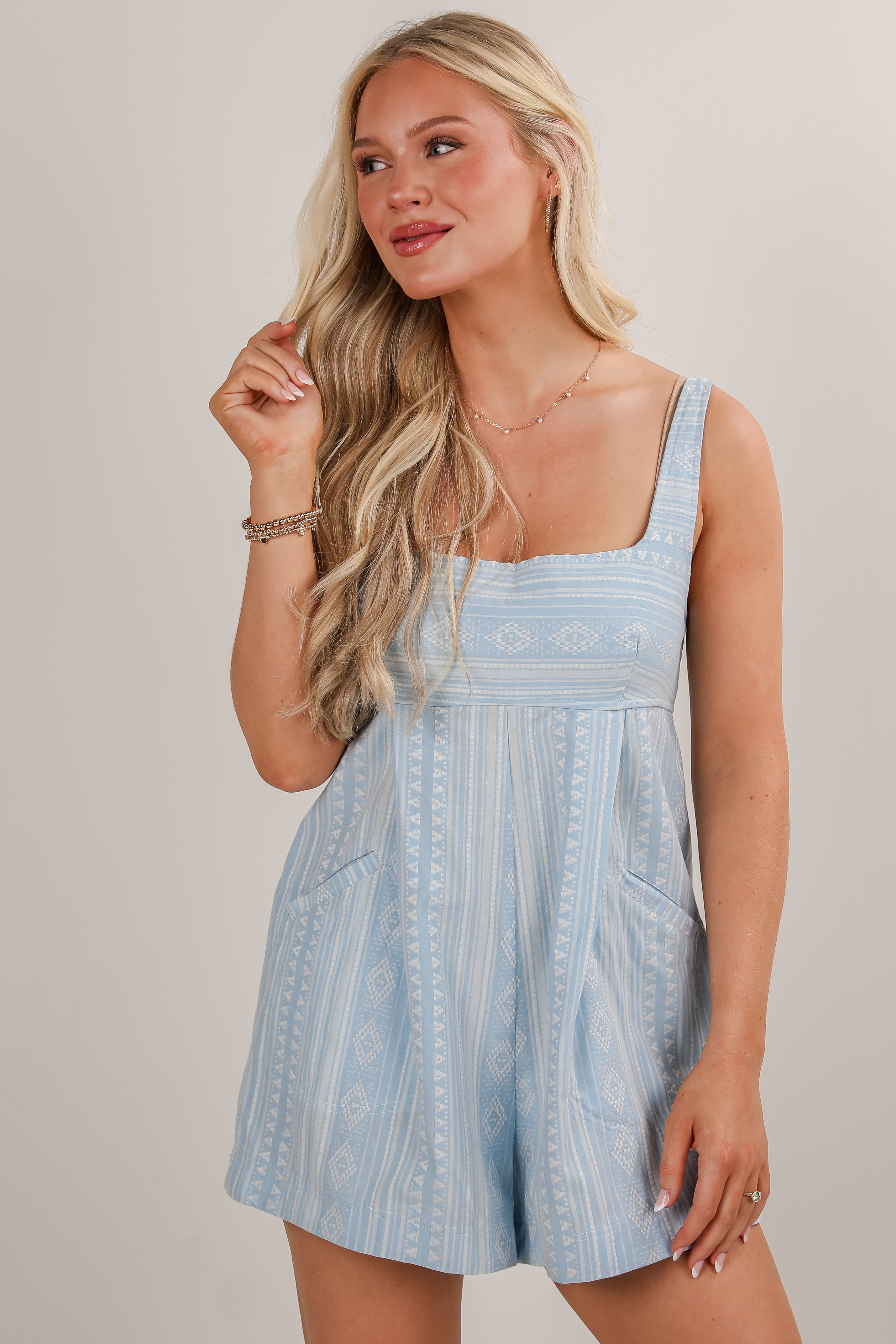 Pretty Please Light Blue Romper