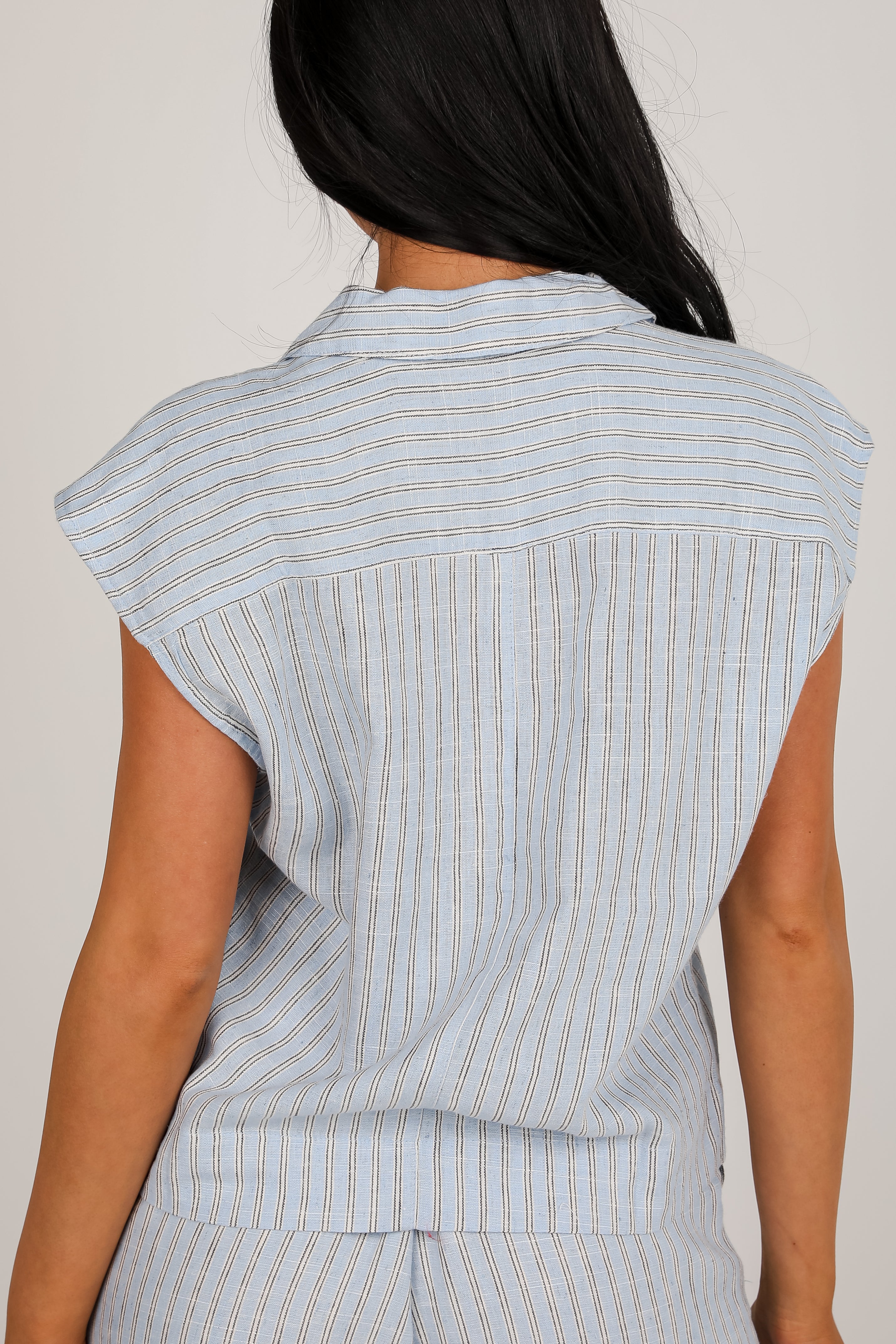 The Way It Is Light Blue Striped Blouse