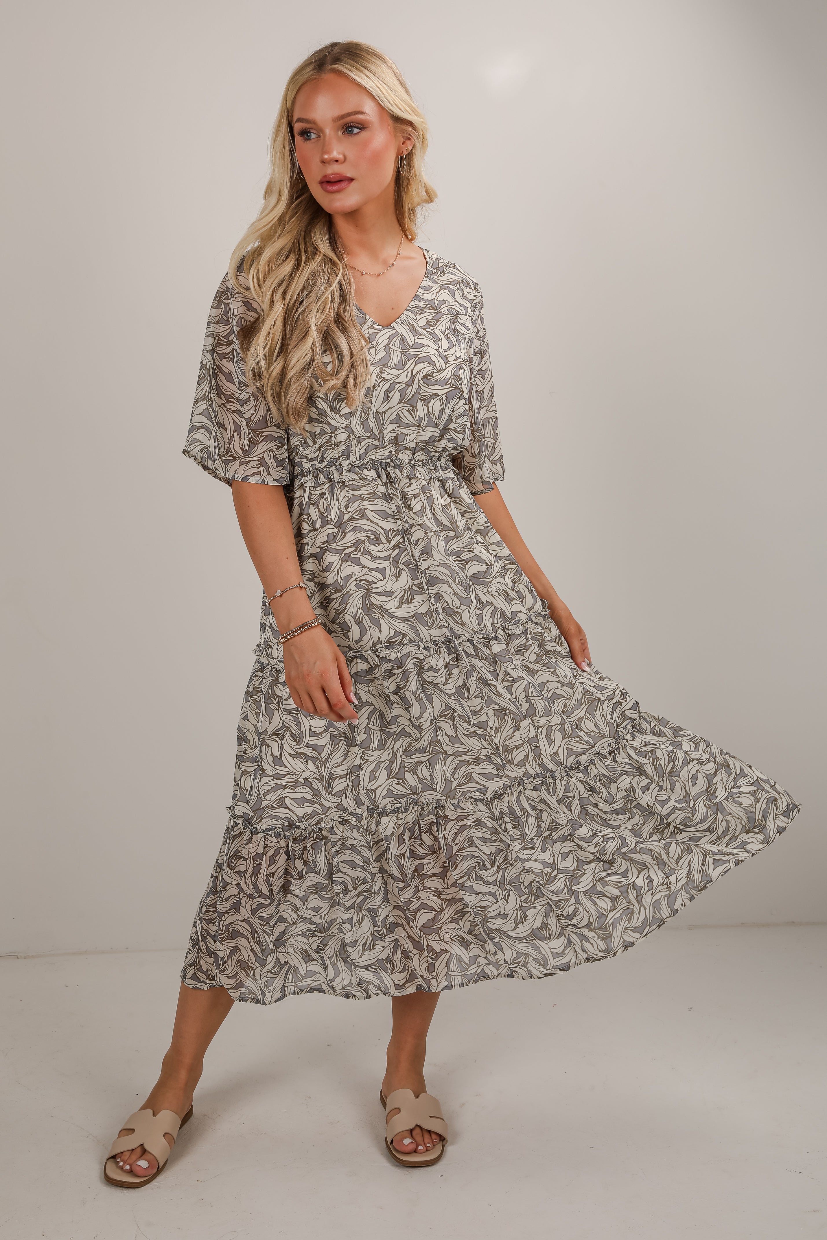 All The Best Tiered Midi Dress
