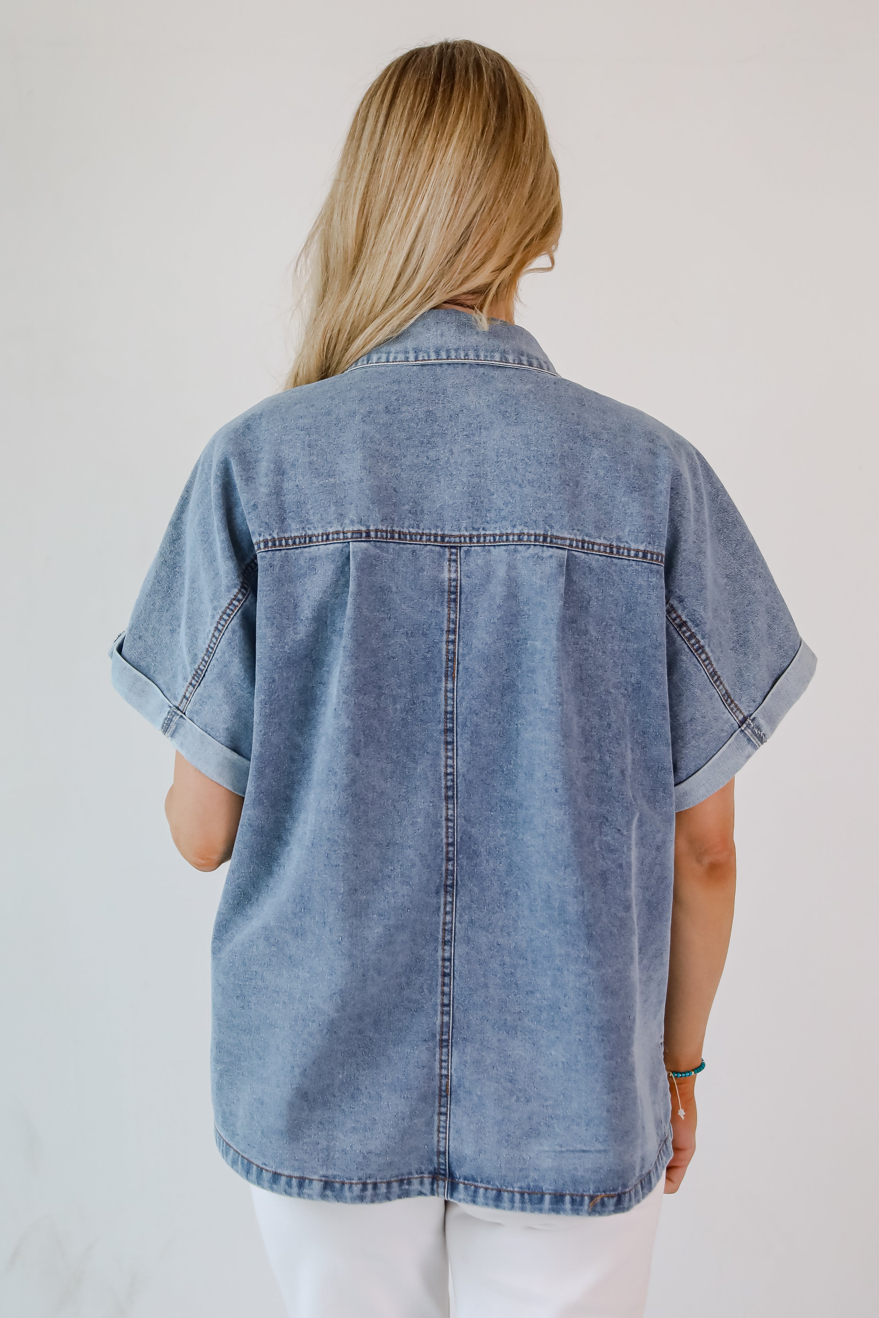 Staycation Sweetie Light Denim Blouse