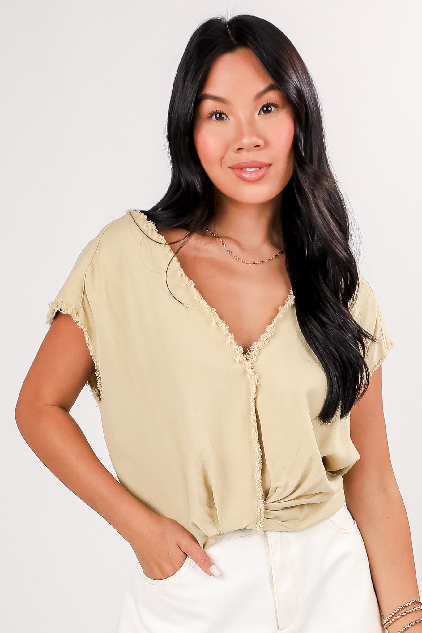 FINAL SALE - Never Giving Up Light Olive Blouse