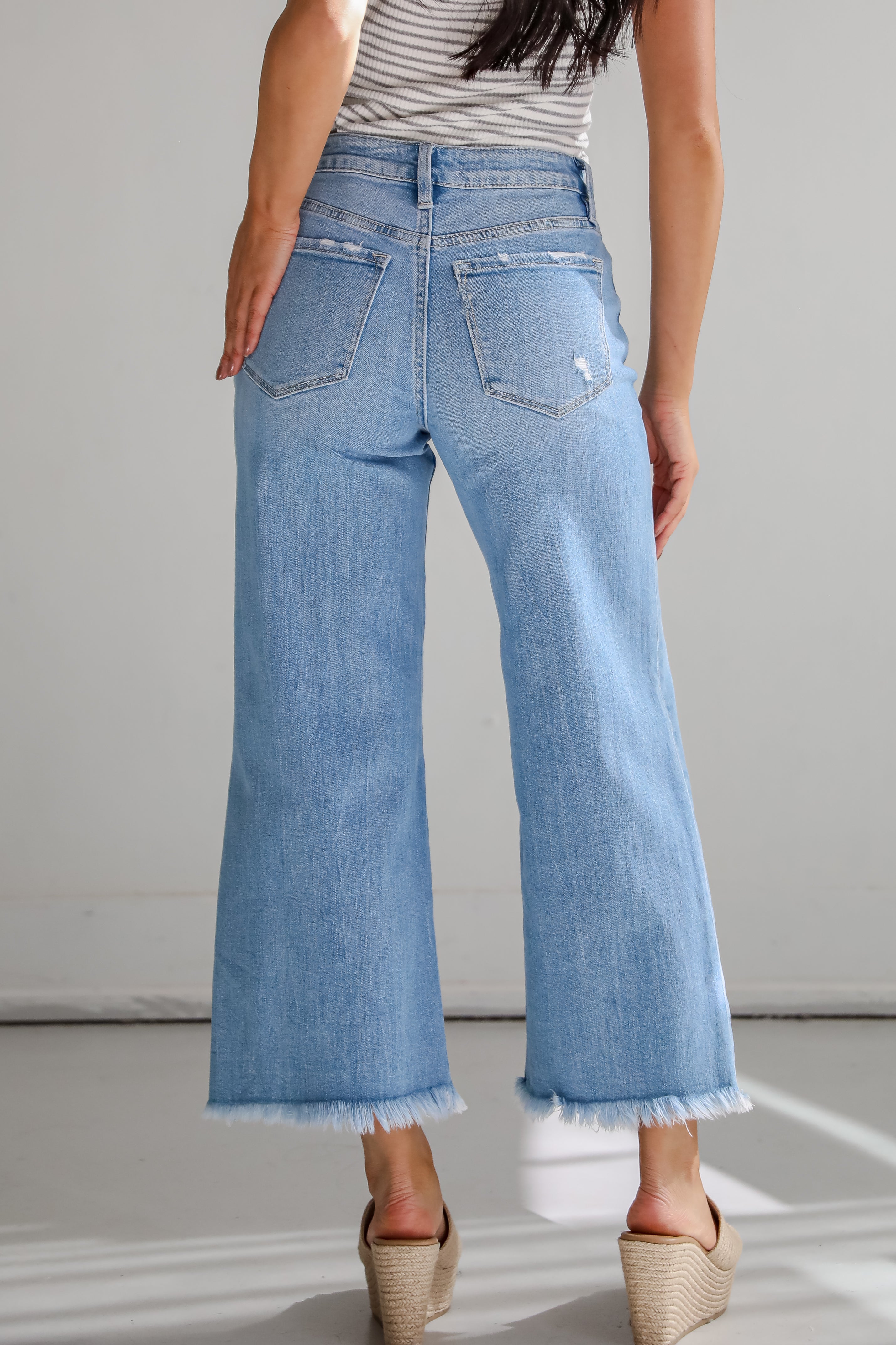 Jamie Light Wash High-Rise Distressed Wide Leg Jeans