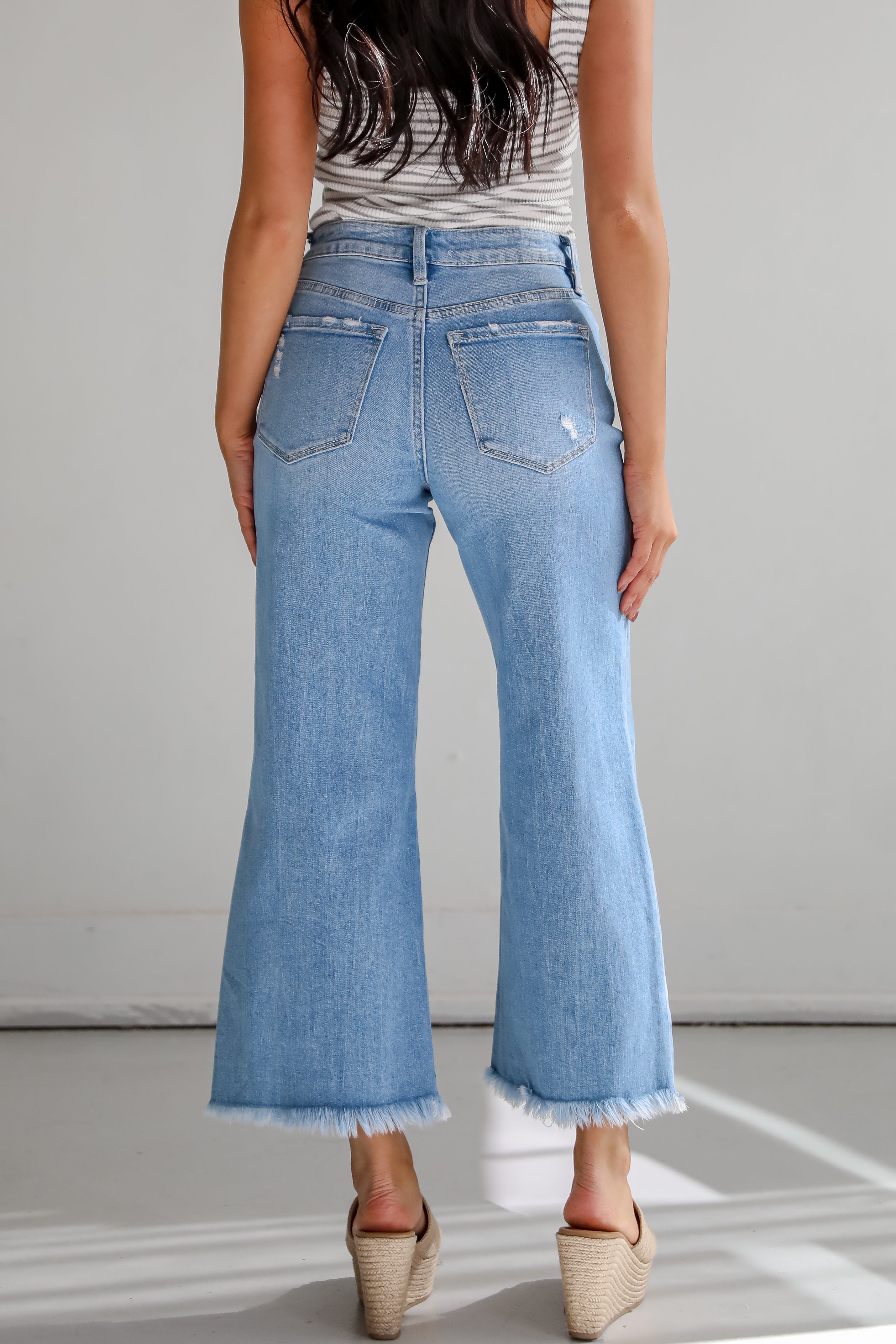 Jamie Light Wash High-Rise Distressed Wide Leg Jeans