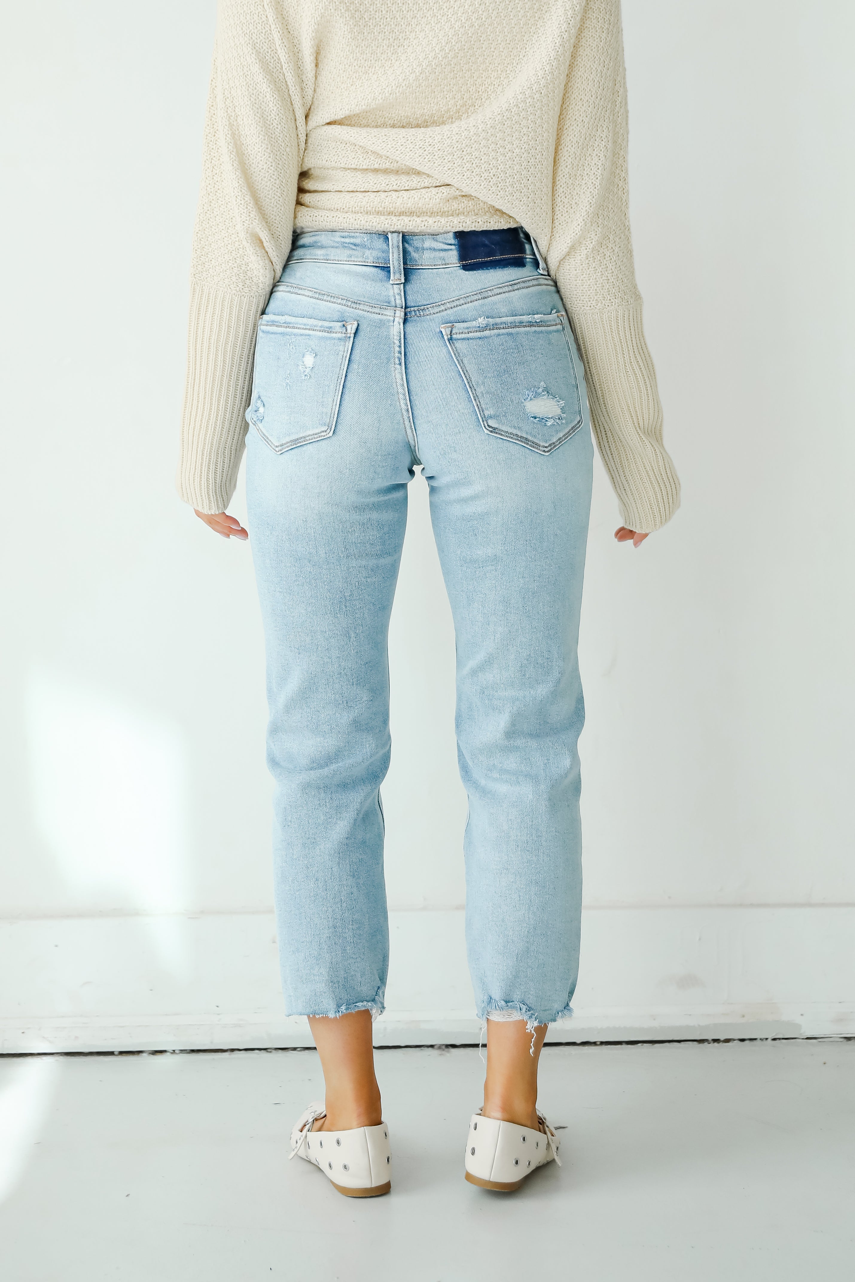 Regina Light Wash Distressed Straight Leg Jeans