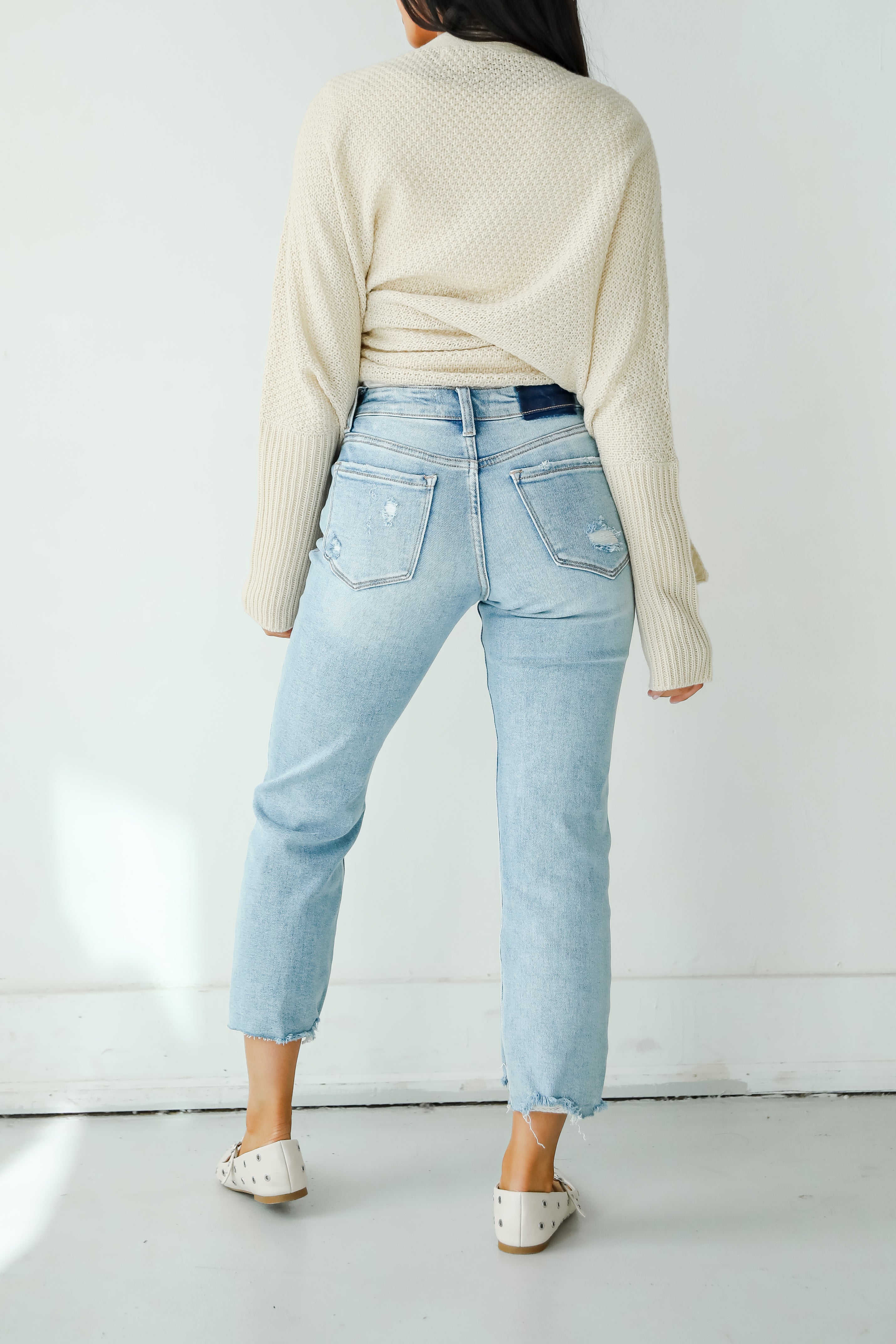 Regina Light Wash Distressed Straight Leg Jeans