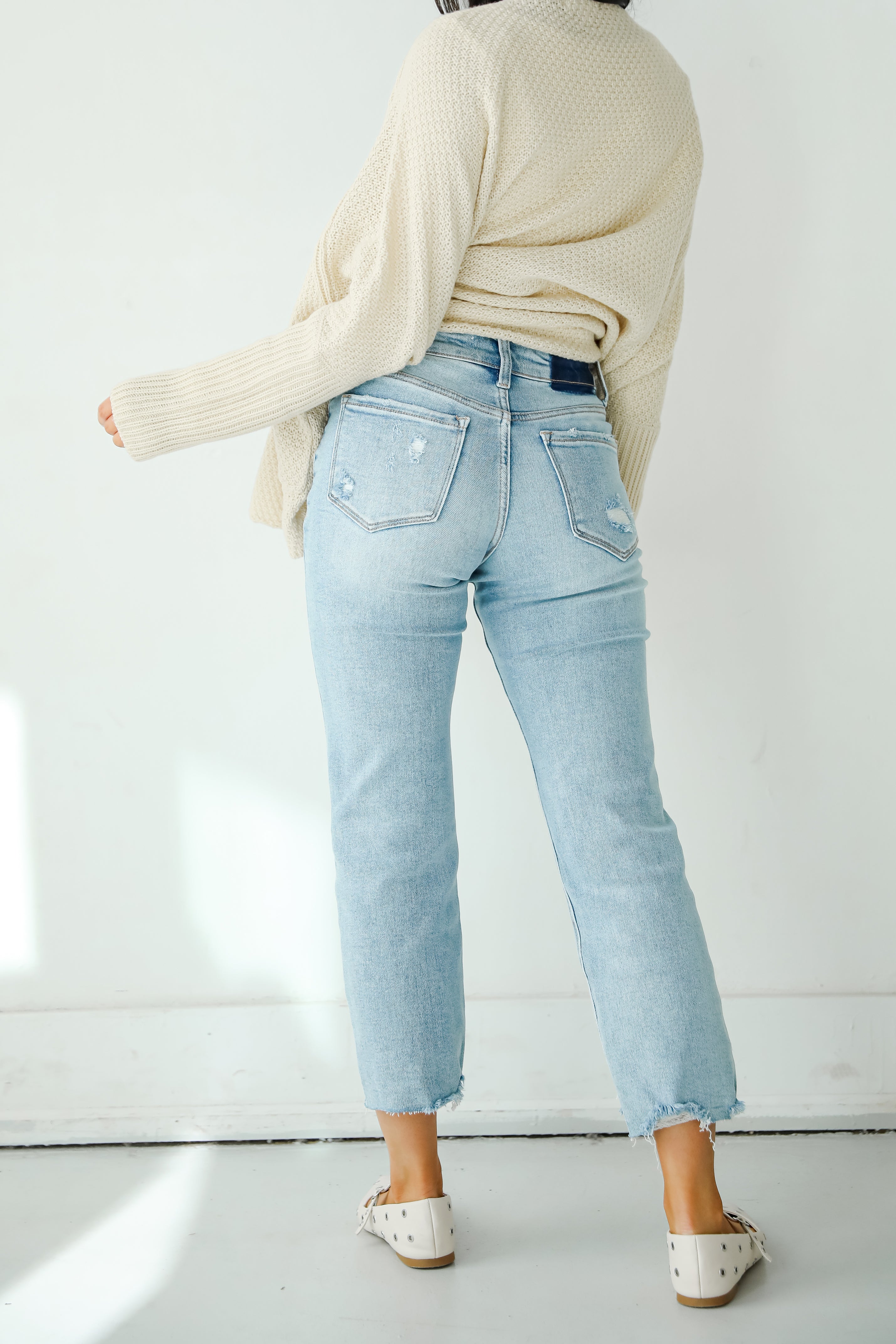 Regina Light Wash Distressed Straight Leg Jeans
