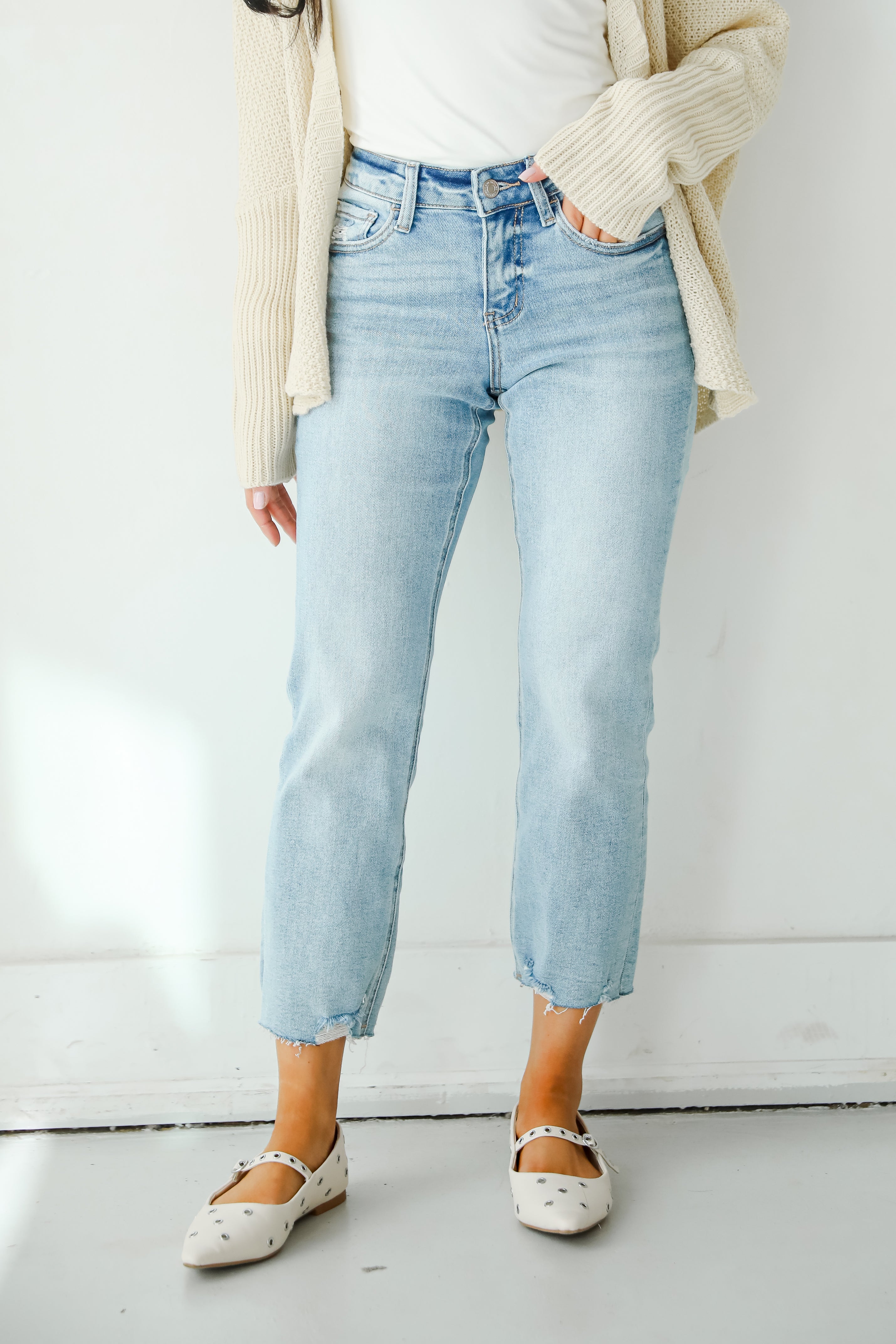 Regina Light Wash Distressed Straight Leg Jeans