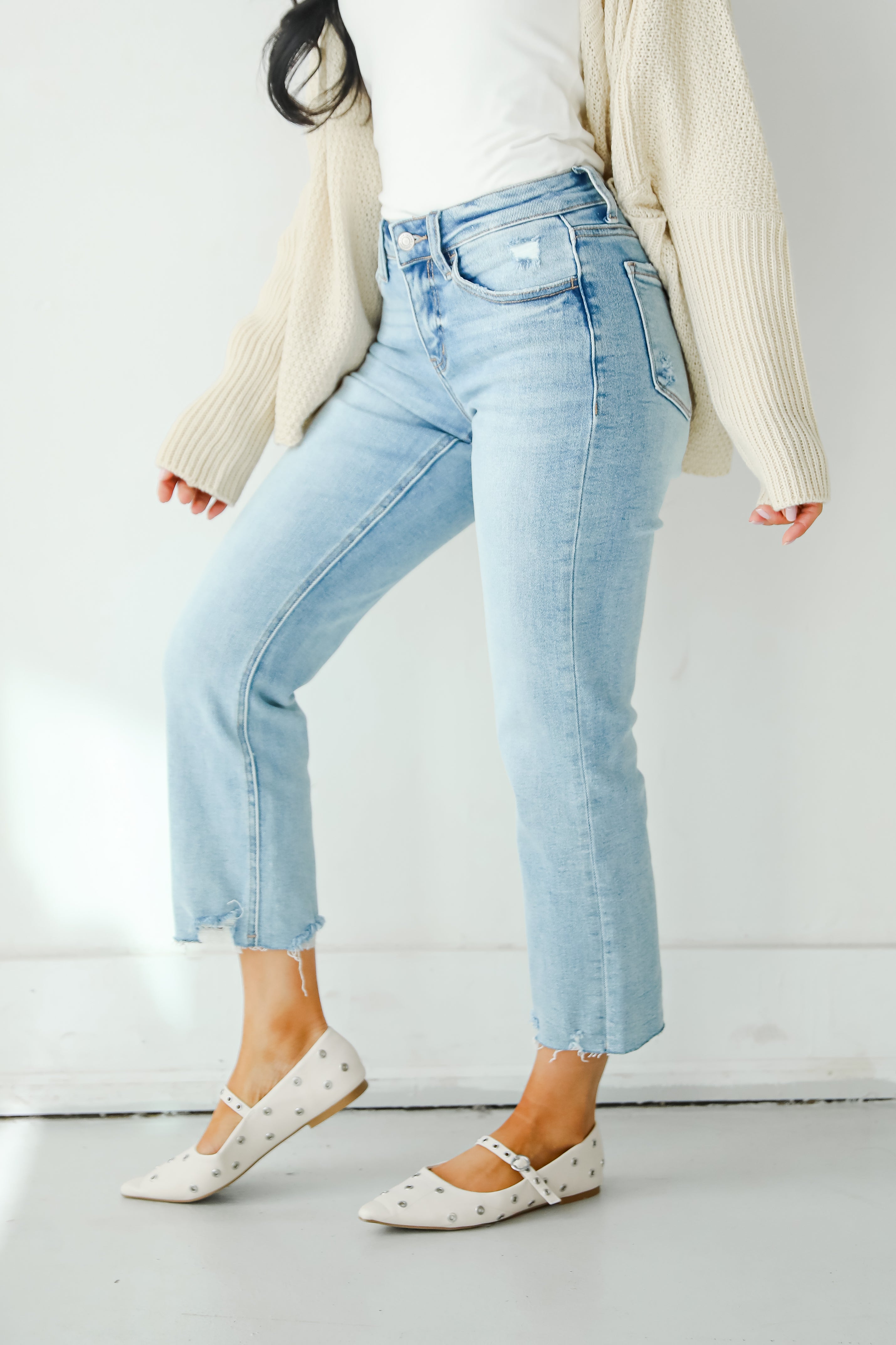 Regina Light Wash Distressed Straight Leg Jeans